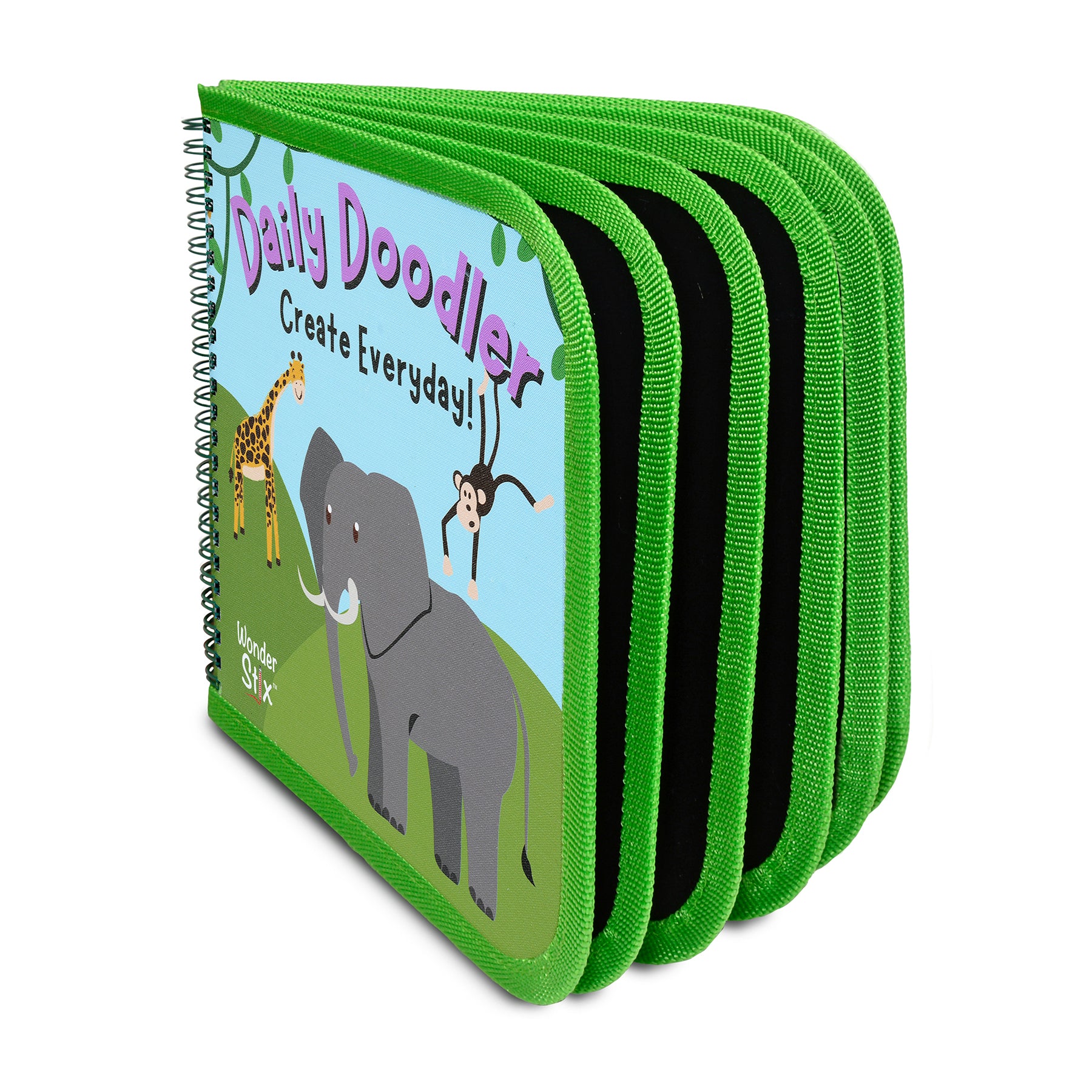 Daily Doodler Reusable Activity Book-Wild Animals Cover, Includes 4 Wonder Stix
