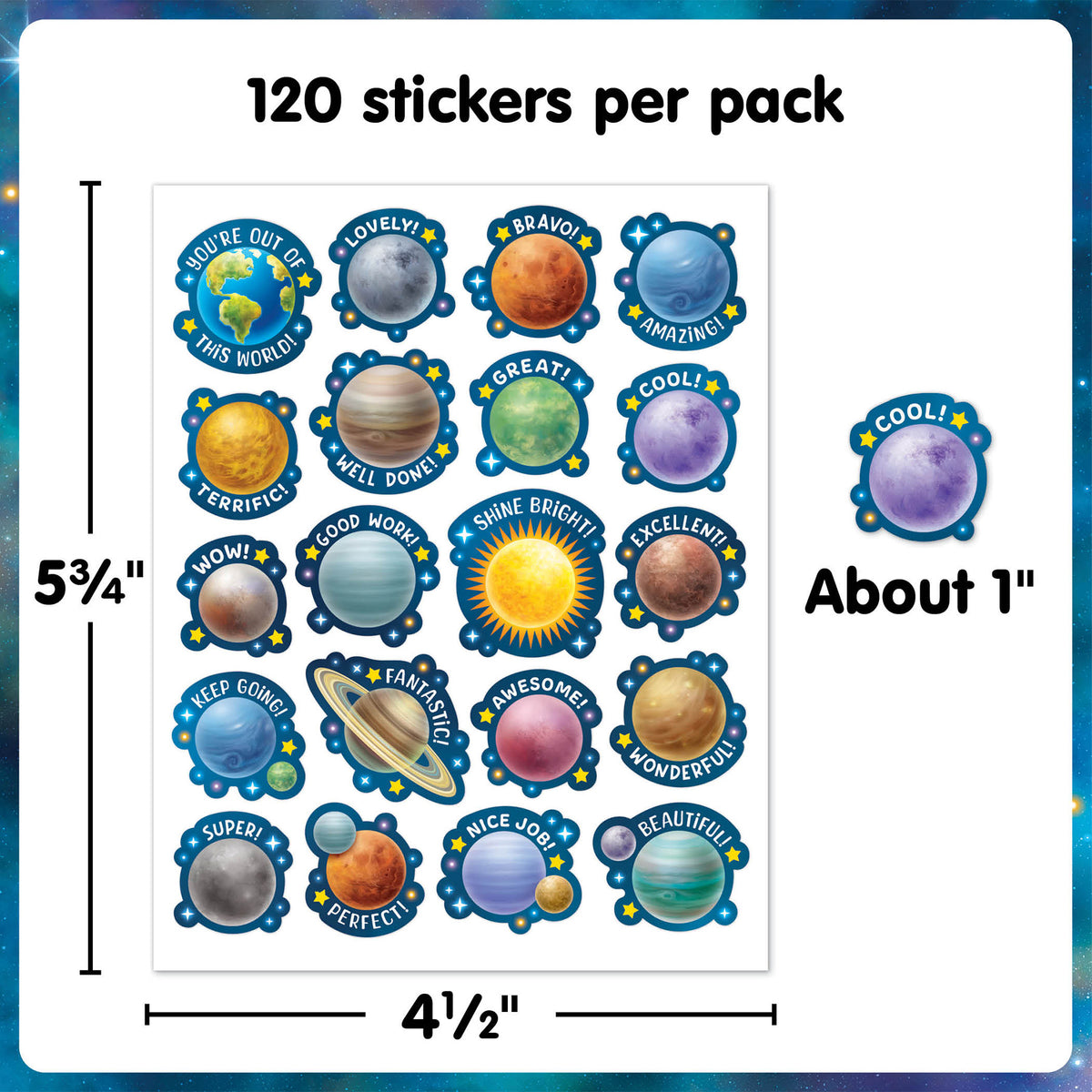 (3 PK) POSITIVE PLANETS STICKERS