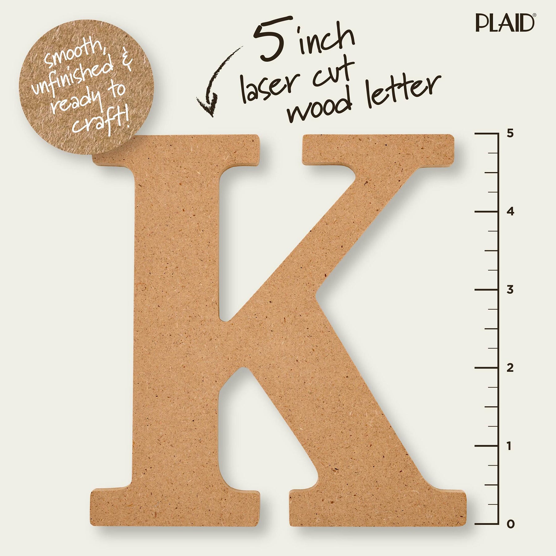 MDF Letter, K, 5 Inch