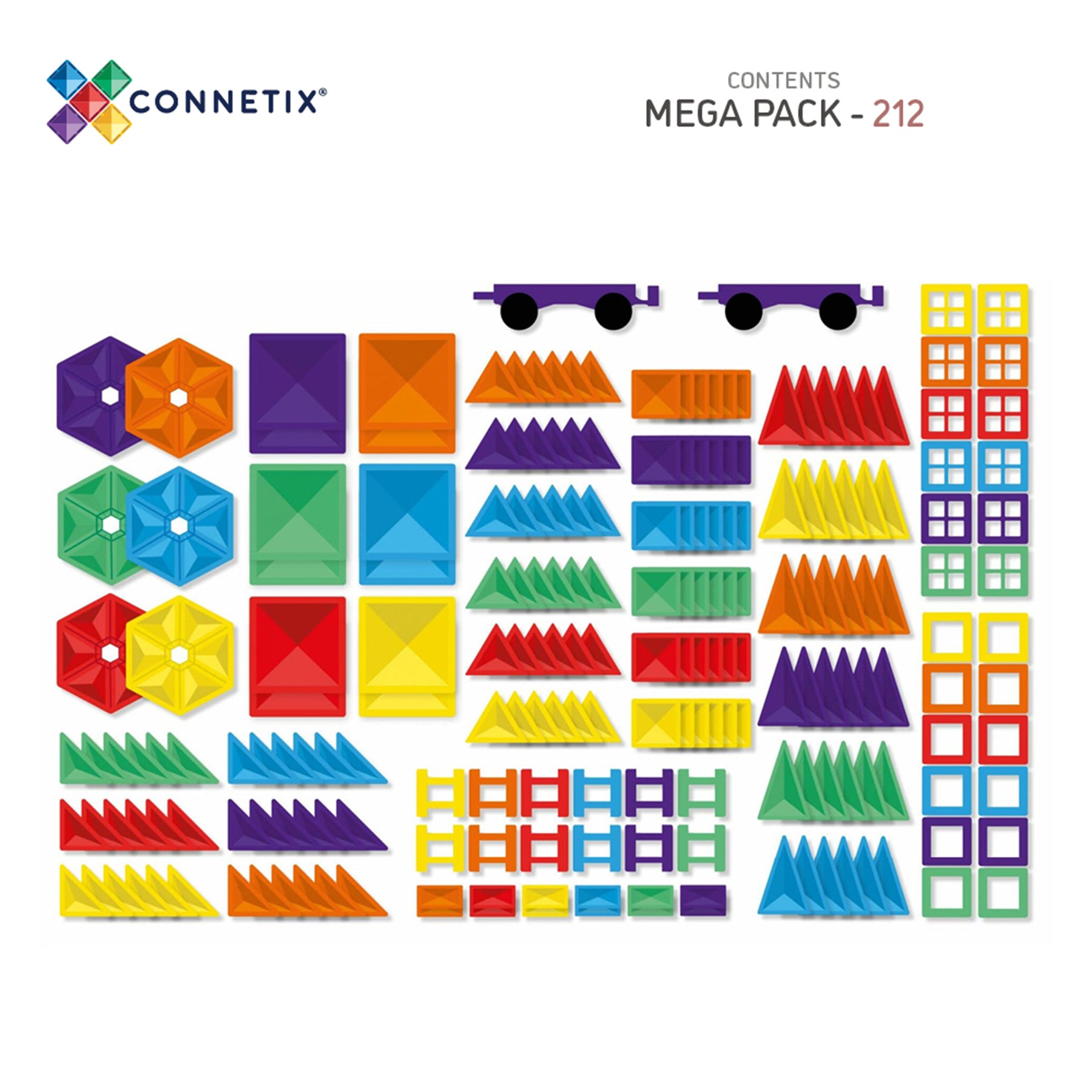 Magnetic Tiles Rainbow Mega Pack, 212 Pieces