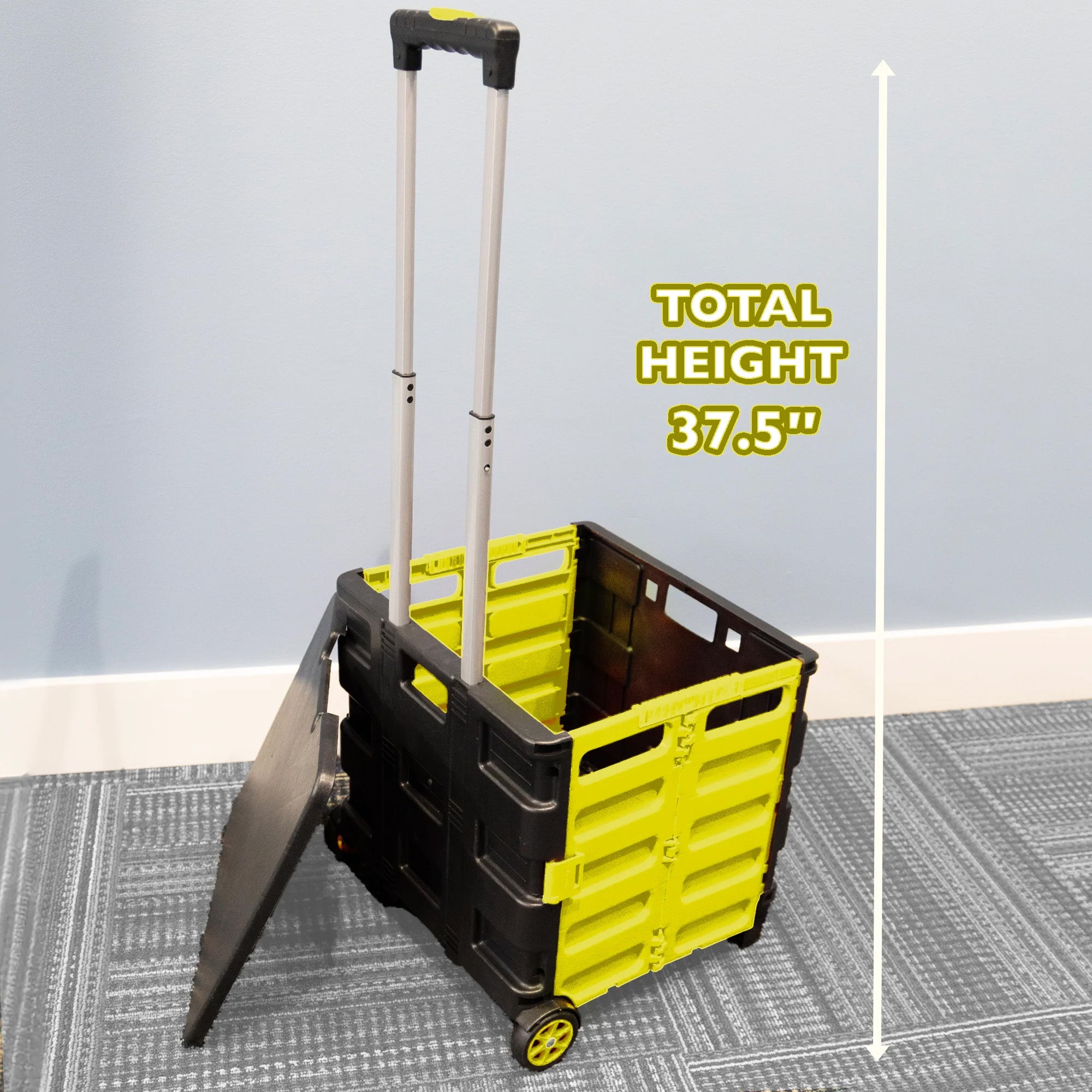Folding Cart on Wheels w/Lid Cover, 16" x 18" x 15", Yellow