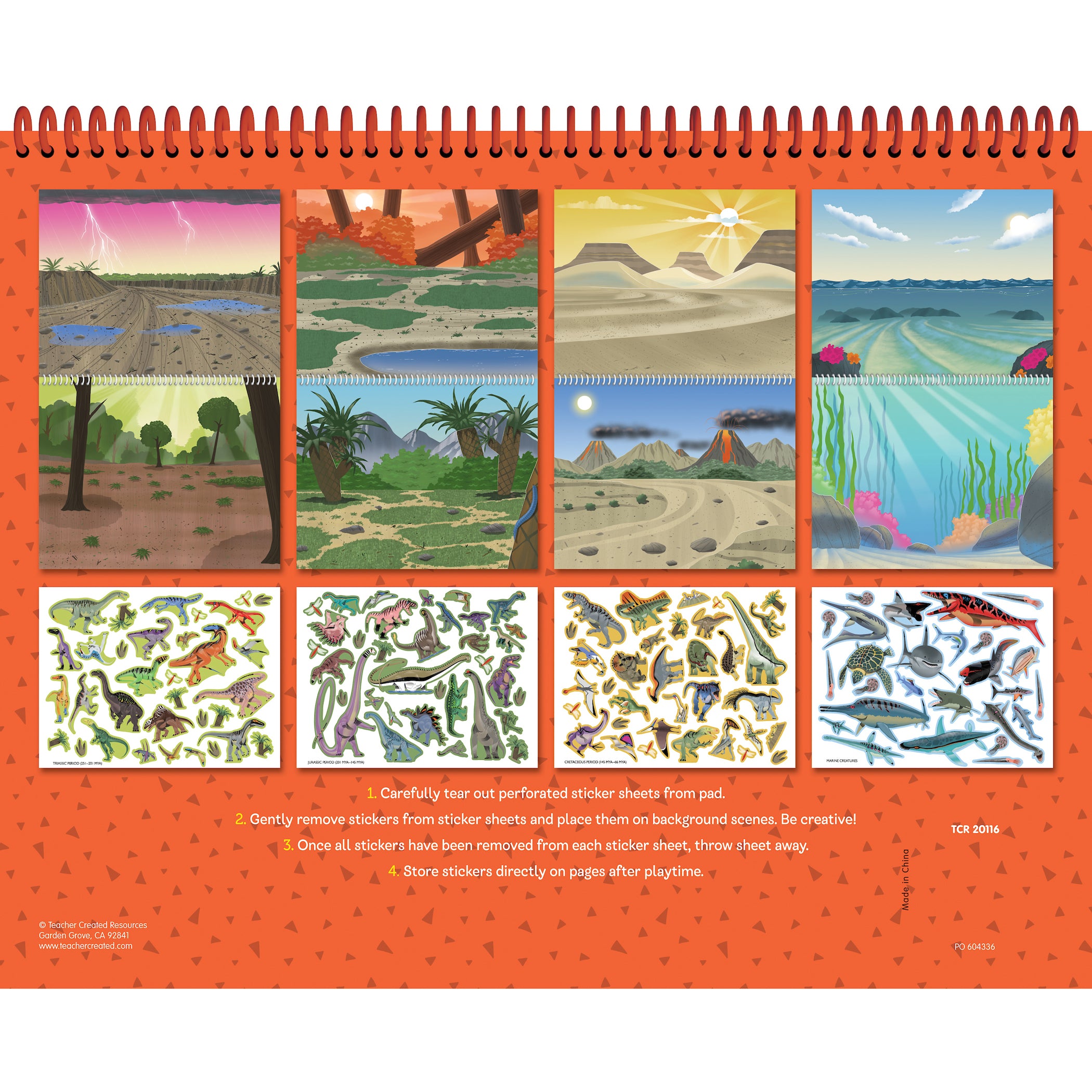 Dinosaurs and Prehistoric Animals Reusable Sticker Pad