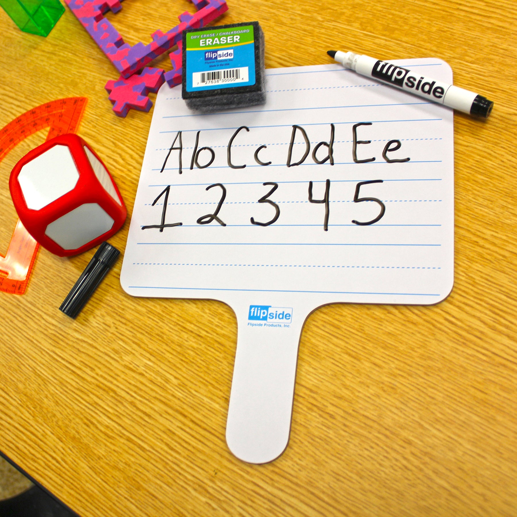 Two-Sided Rectangular Dry Erase Writing Paddle, Lined/Blank, 7.75" x 10", Pack of 6