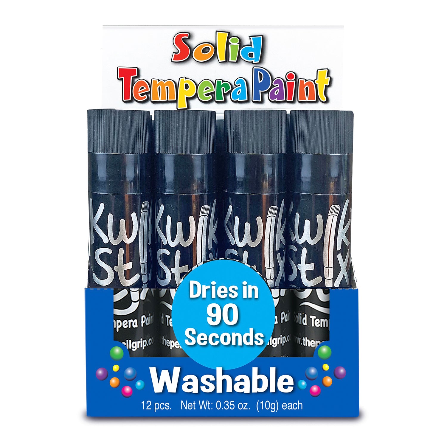 Solid Tempera Paint Sticks, Single Color Pack, Black, 12 Per Box, 12 Boxes
