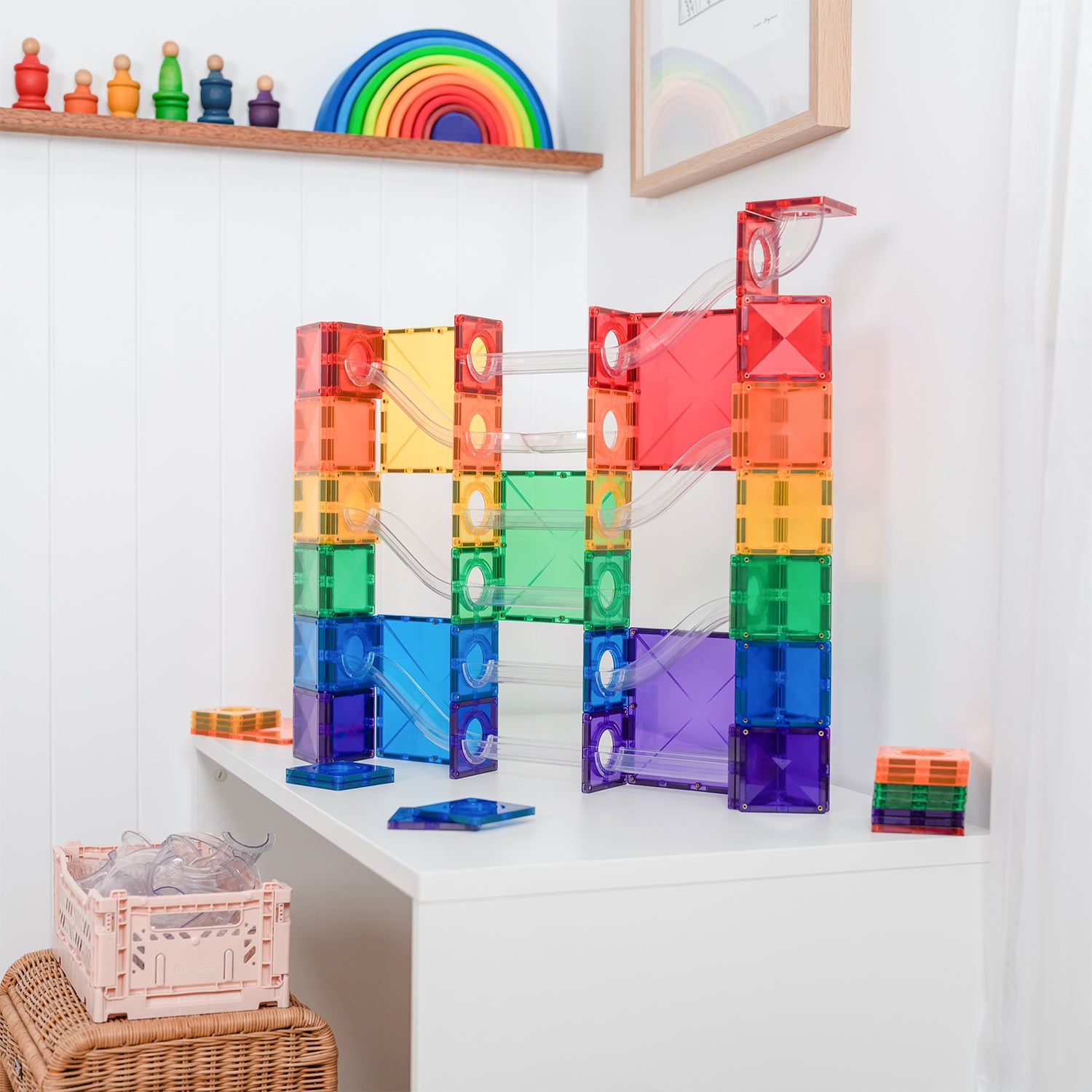 Magnetic Tiles Super Ball Run Pack, 134 Pieces