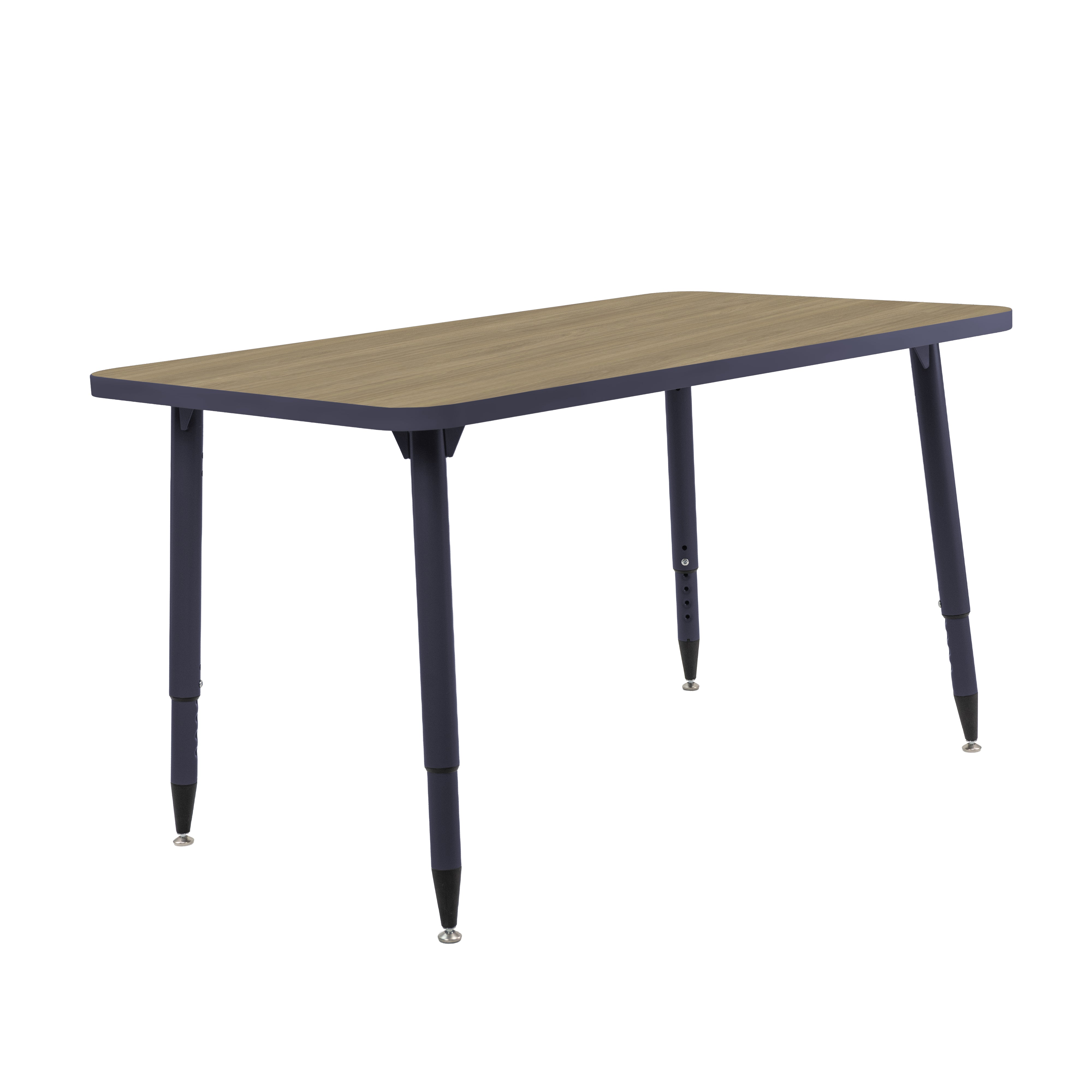 Adapte 30" x 48" Rectangle Thermofused Activity Table with Adjustable Tapered Legs - Pasadena Oak/Navy