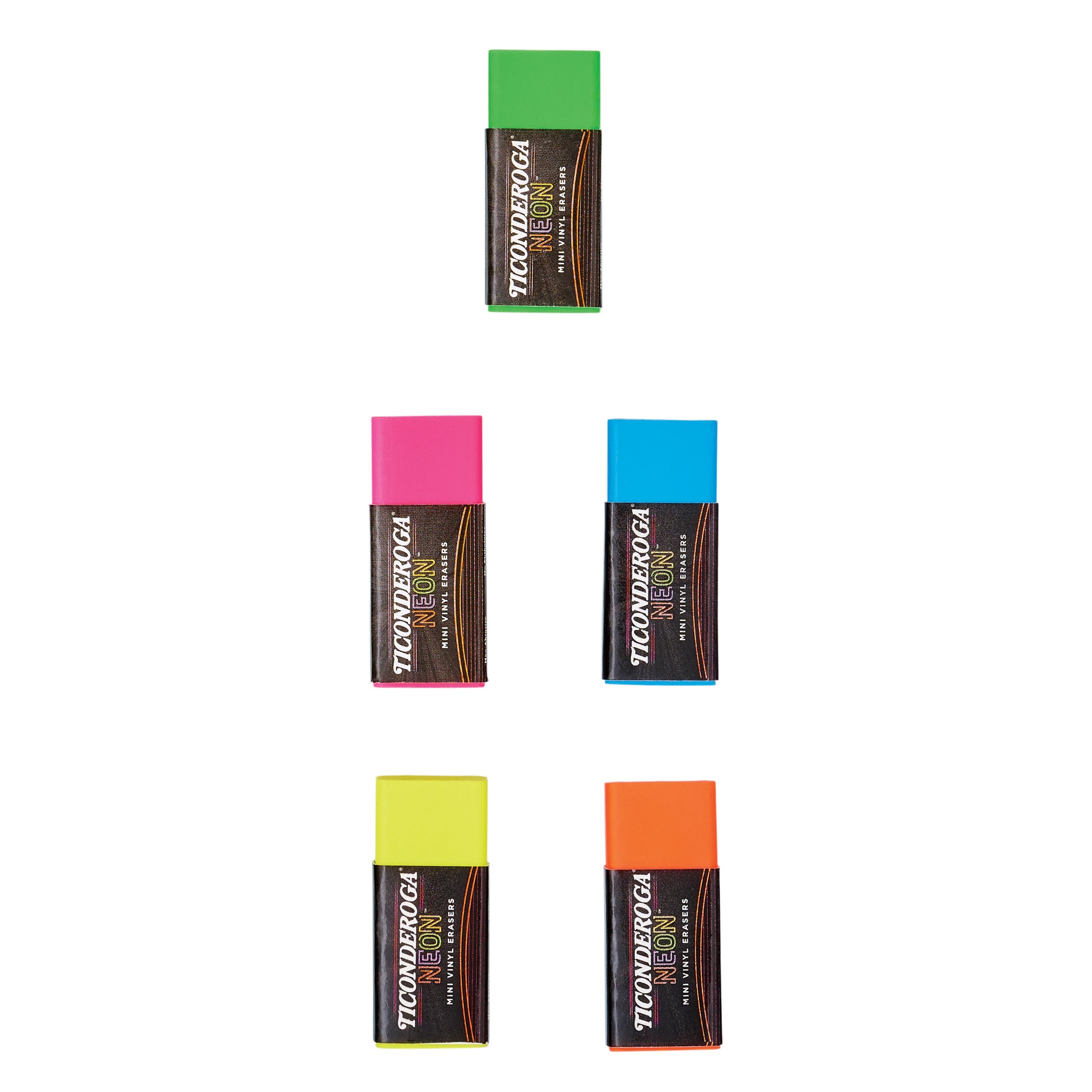 Mini Vinyl Erasers, Neon Assorted, 5 Count