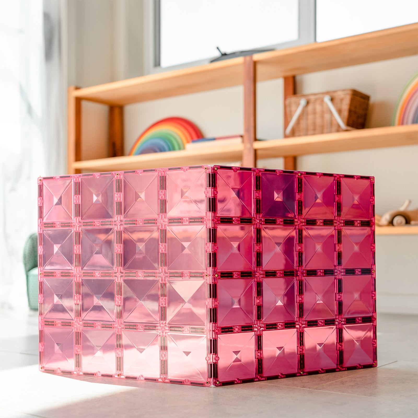 Magnetic Tiles Pastel Pink & Berry Base Plate, 2 Pieces
