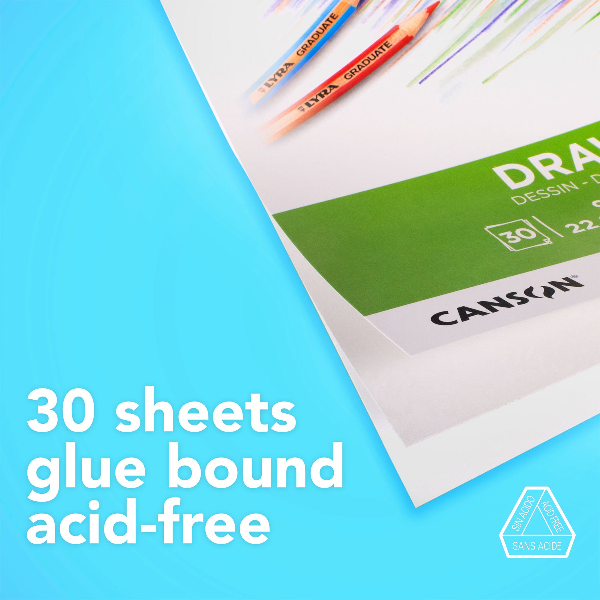 Graduate Drawing Pad, Foldover Binding, 30 Sheet, 9x12 inch, 1 Count