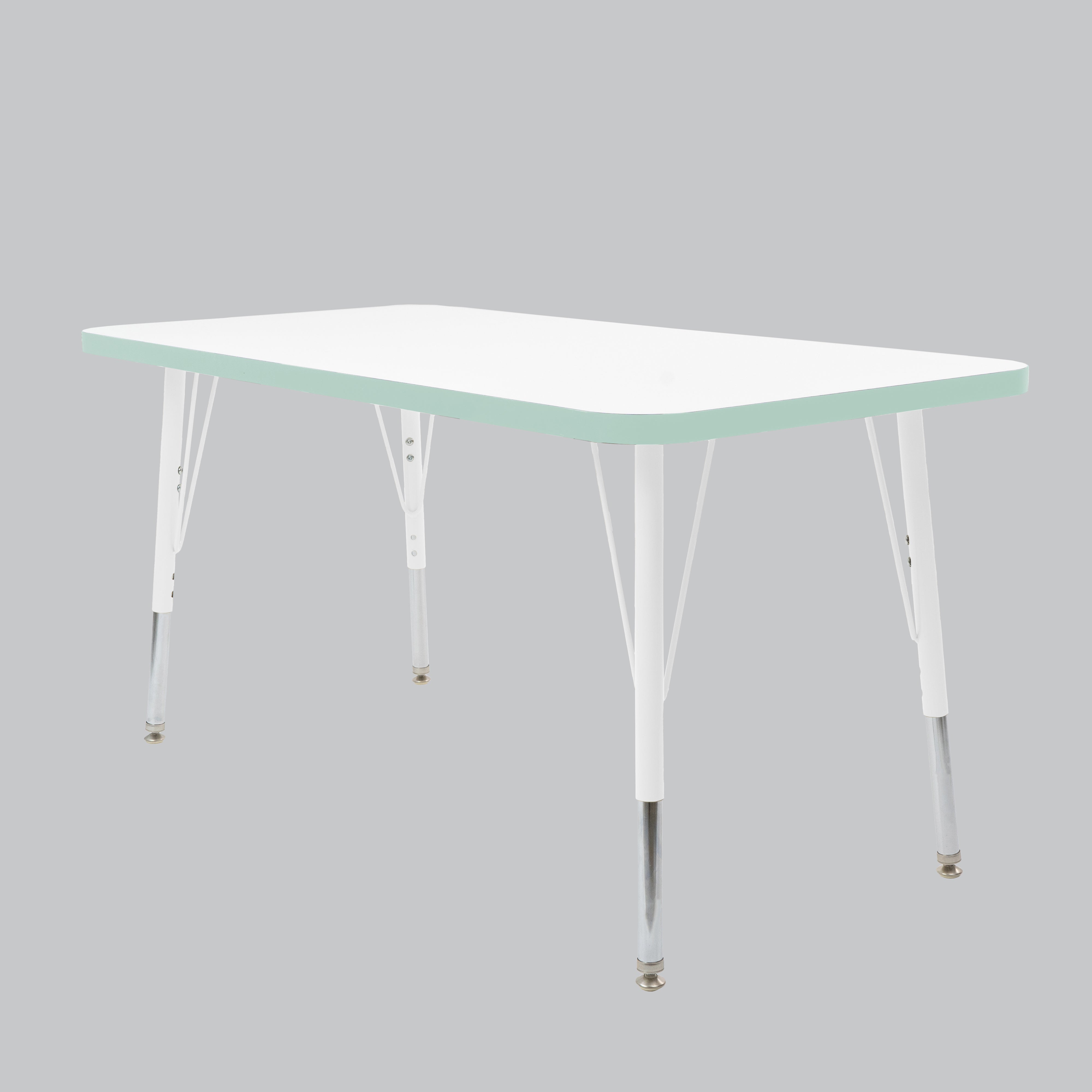 24" x 48" Rectangle Thermofused Activity Table with Adjustable Standard Swivel Glide Legs - White/Seafoam/White