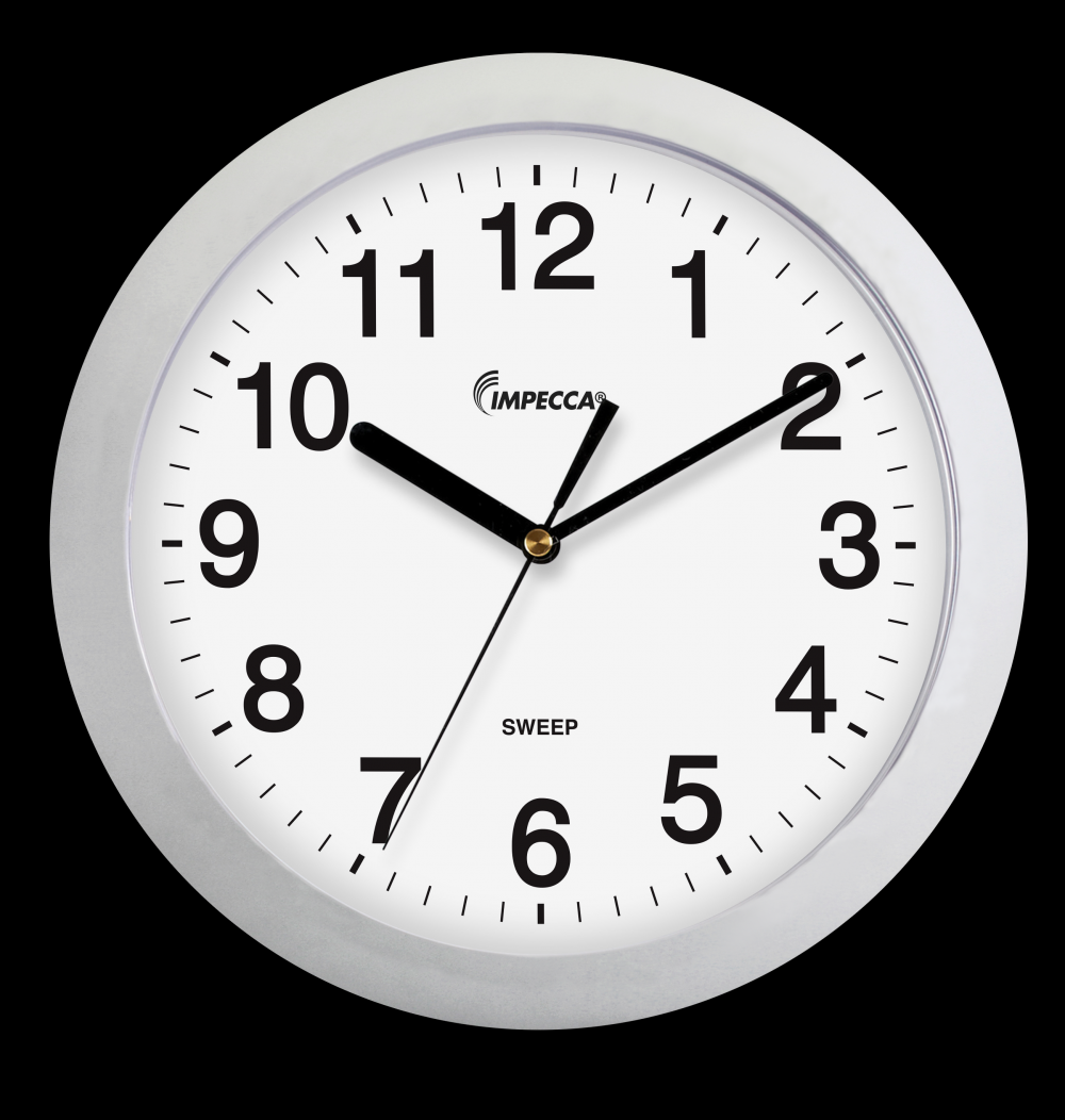 Impecca 10" Wall Clock, Silent Metallic Silver