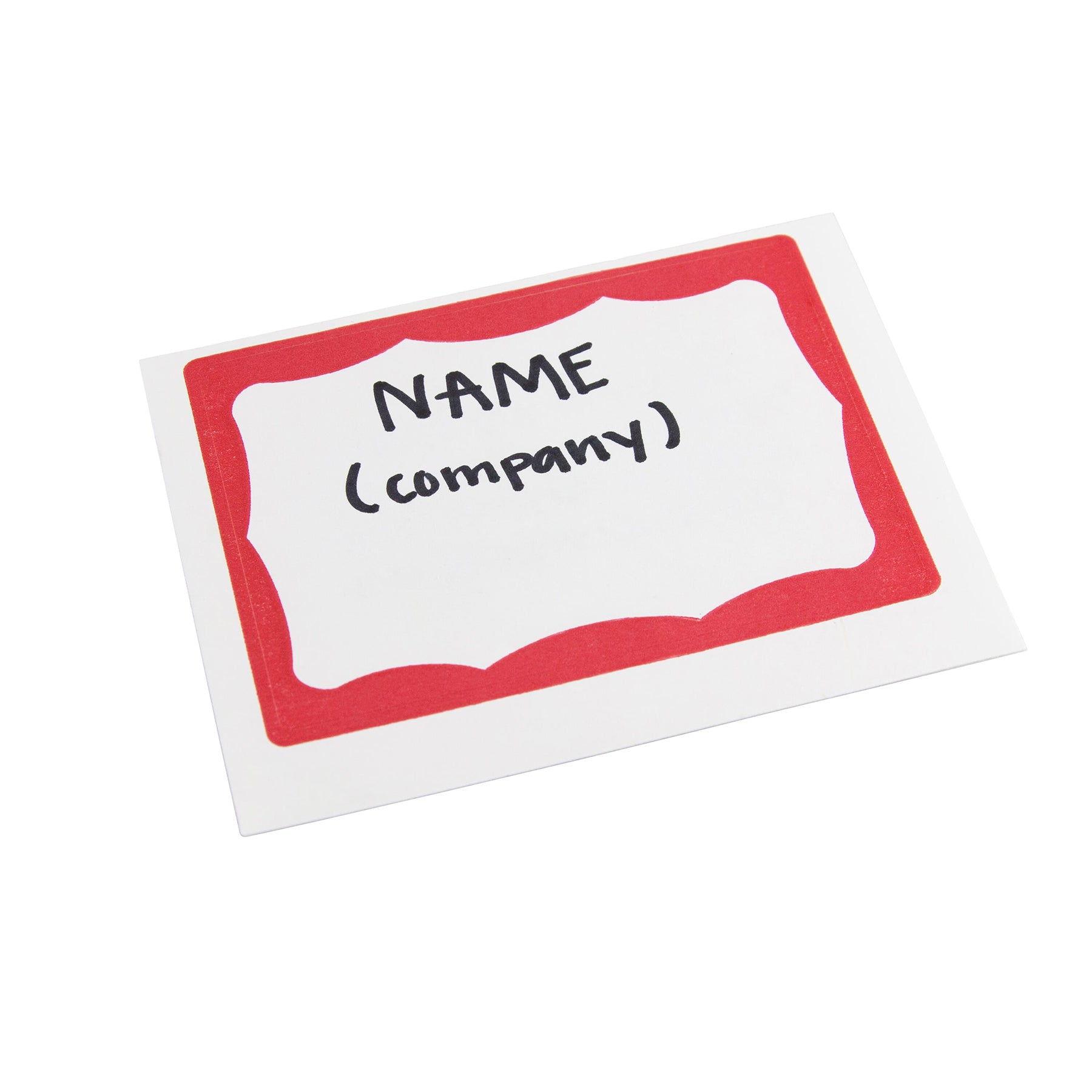 Adhesive Badges, Red Border, Pack of 100