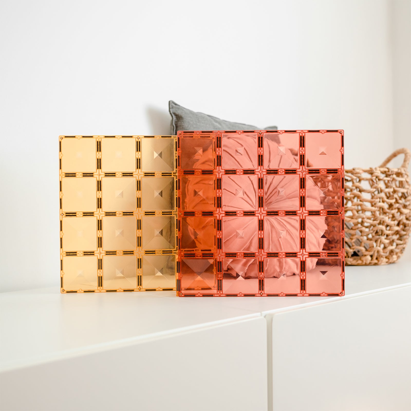 Magnetic Tiles Pastel Lemon & Peach Base Plate, 2 Pieces
