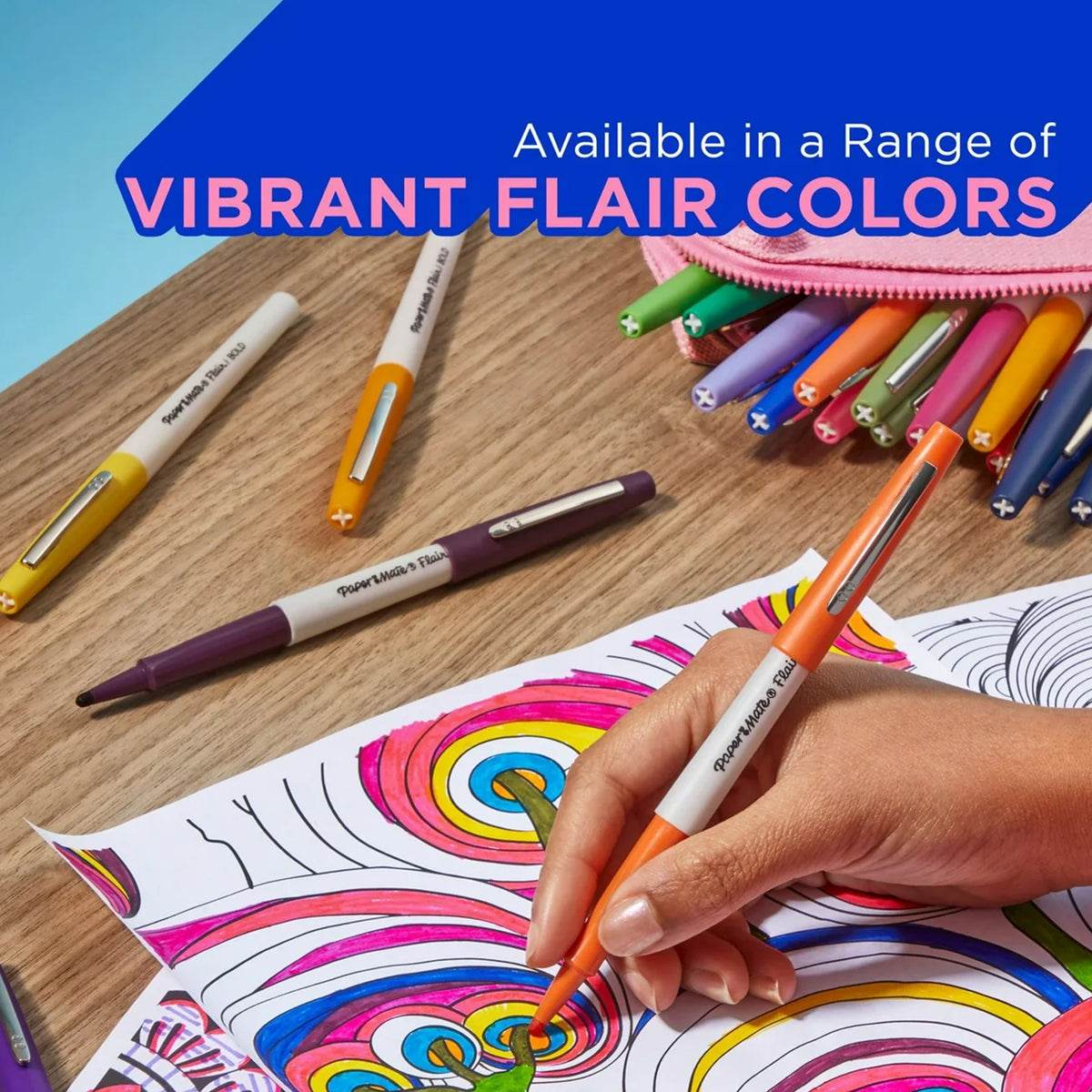 Flair Felt Tip Pens, Bold Tip (1.2 mm), Assorted Colors, 6 Count
