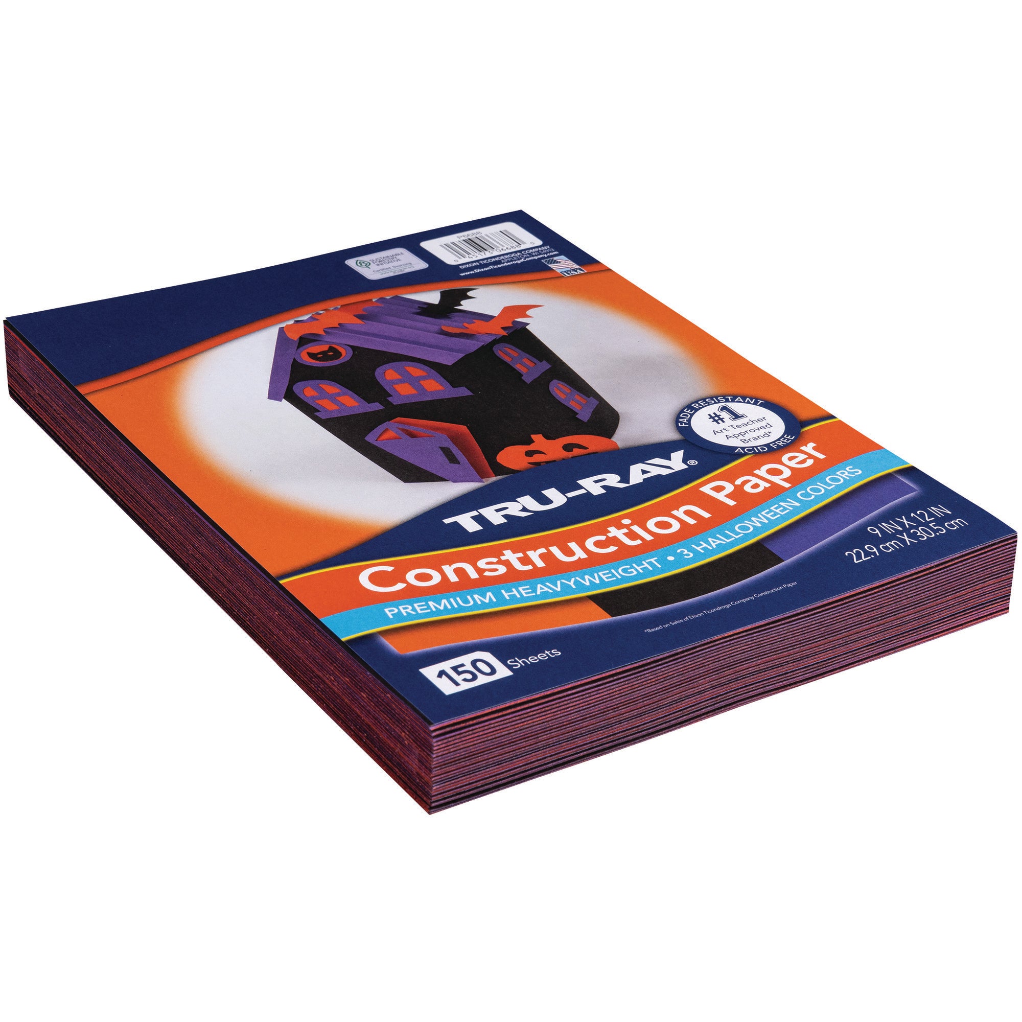 Construction Paper, Heavyweight, Halloween Assortment, Black, Orange, Purple, 9" x 12", 150 sheets