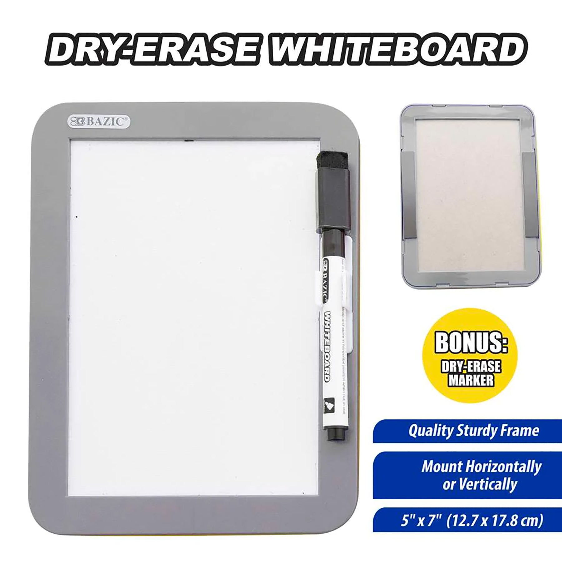 Magnetic Locker Dry Erase Board with Marker, 5" x 7", Assorted