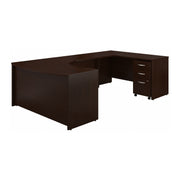 Bush Business Furniture Series C 60W Right Handed Bow Front U Shaped Desk with Mobile File Cabinet in Mocha Cherry - 59.45" Width x 101.65" Depth x 29.84" Height
