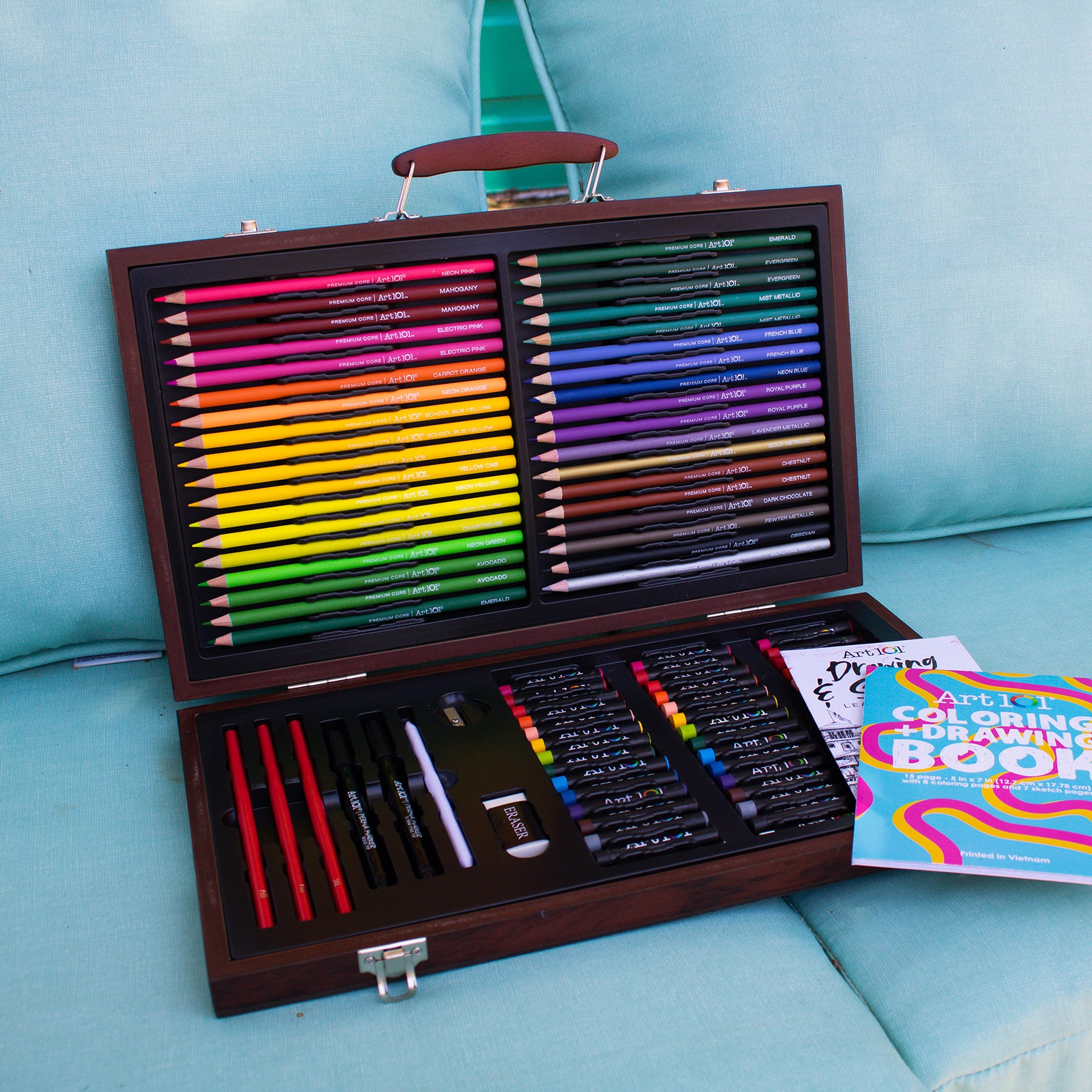 Draw & Color Wood 106-Piece Art Set