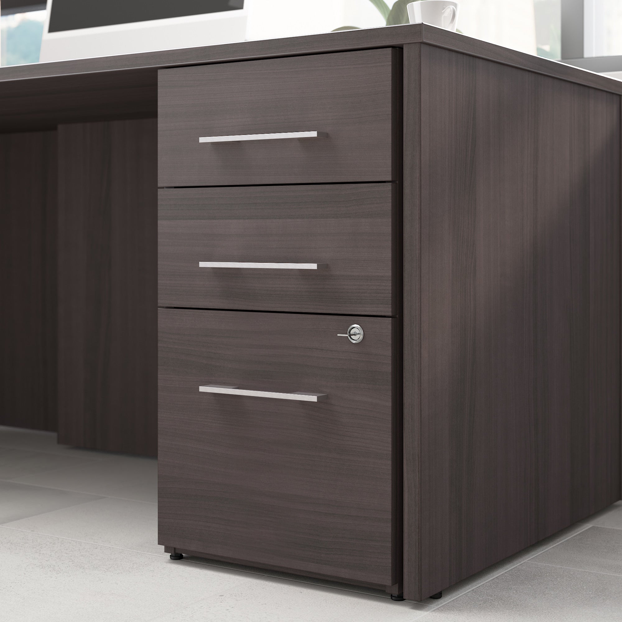 Bush Business Furniture Office 500 16W 3 Drawer File Cabinet in Storm Gray - Assembled - 15.75" Width x 20.35" Depth x 28.84" Height