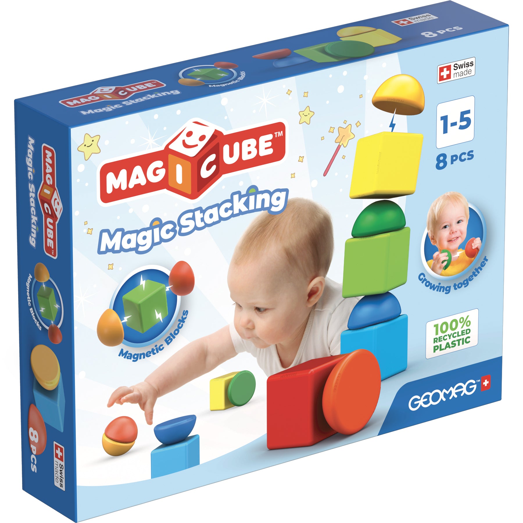 Geomag™ Magicube Stacking Magnetic Building Cubes Set for Toddlers, 8 Pieces