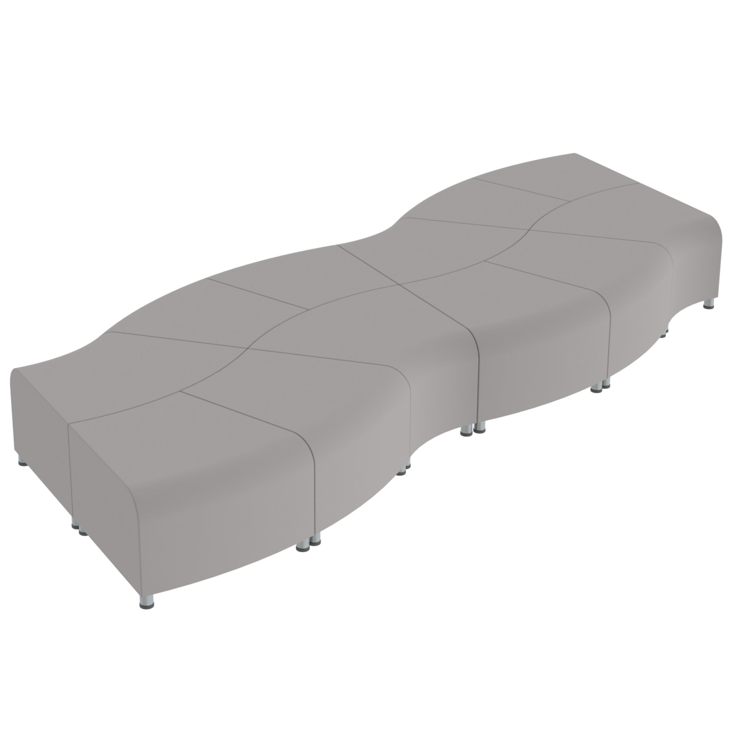 Pro Series Connect Edged Crest Backless Seating, 12-Piece Set - Gray