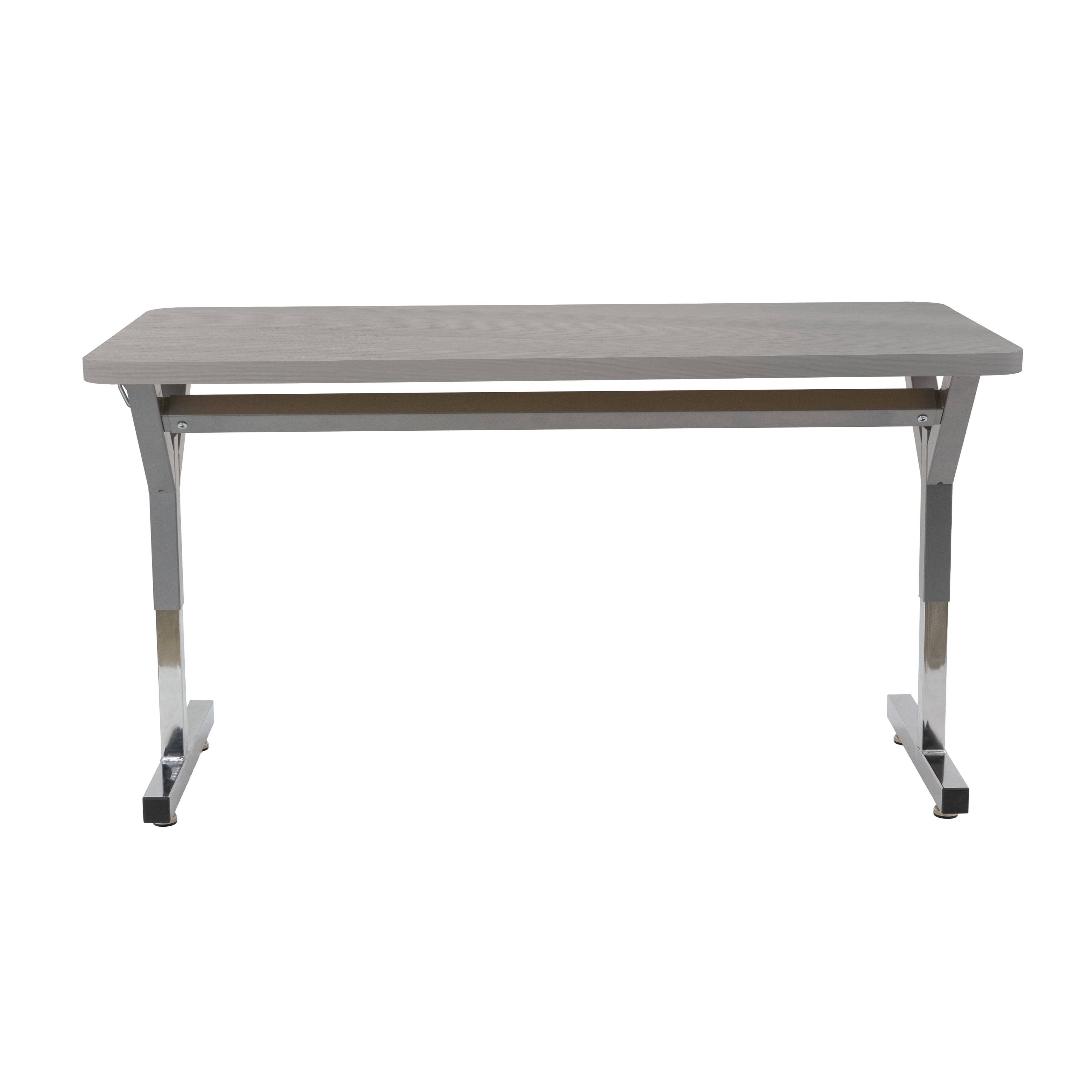20" x 48" Rectangle Thermofused Table Desk with Adjustable Y-Frame - Light Gray Wood/Silver