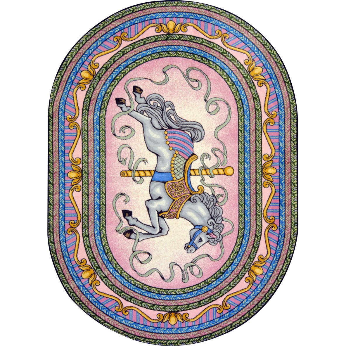 Carousel 3'10" x 5'4" Oval area rug in color Pink