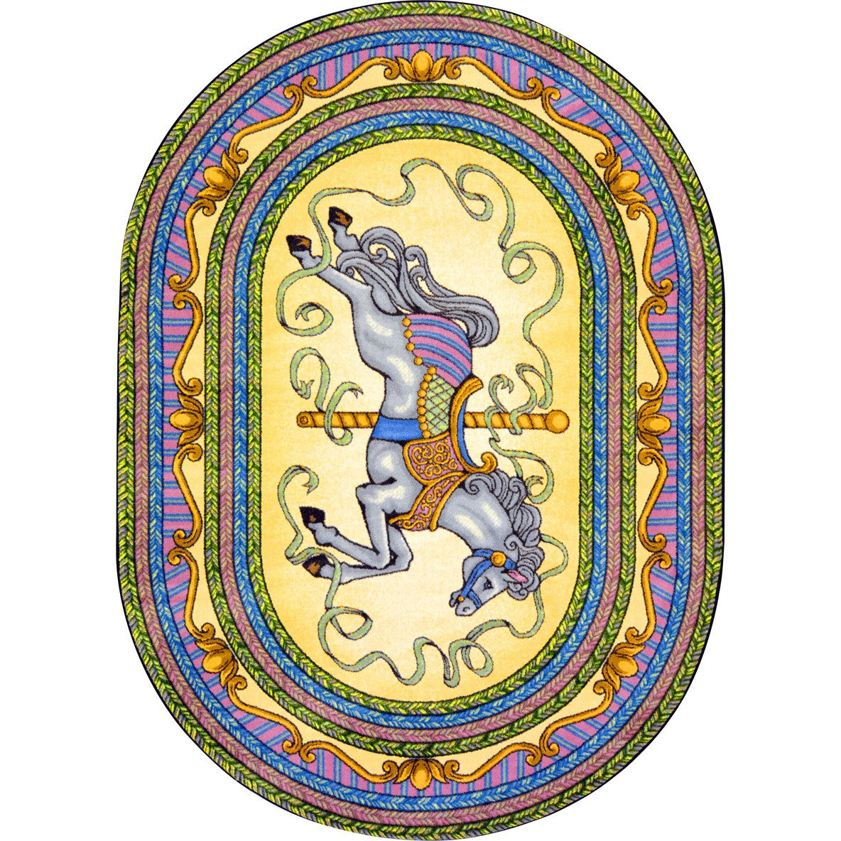 Carousel 3'10" x 5'4" Oval area rug in color Yellow