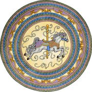 Carousel 5'4" Round area rug in color Yellow