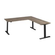 Bush Business Furniture Move 60 Series 72W Height Adjustable L Shaped Standing Desk in Modern Hickory with Black Base - 71.02" Width x 76.97" Depth x 27.44" Height