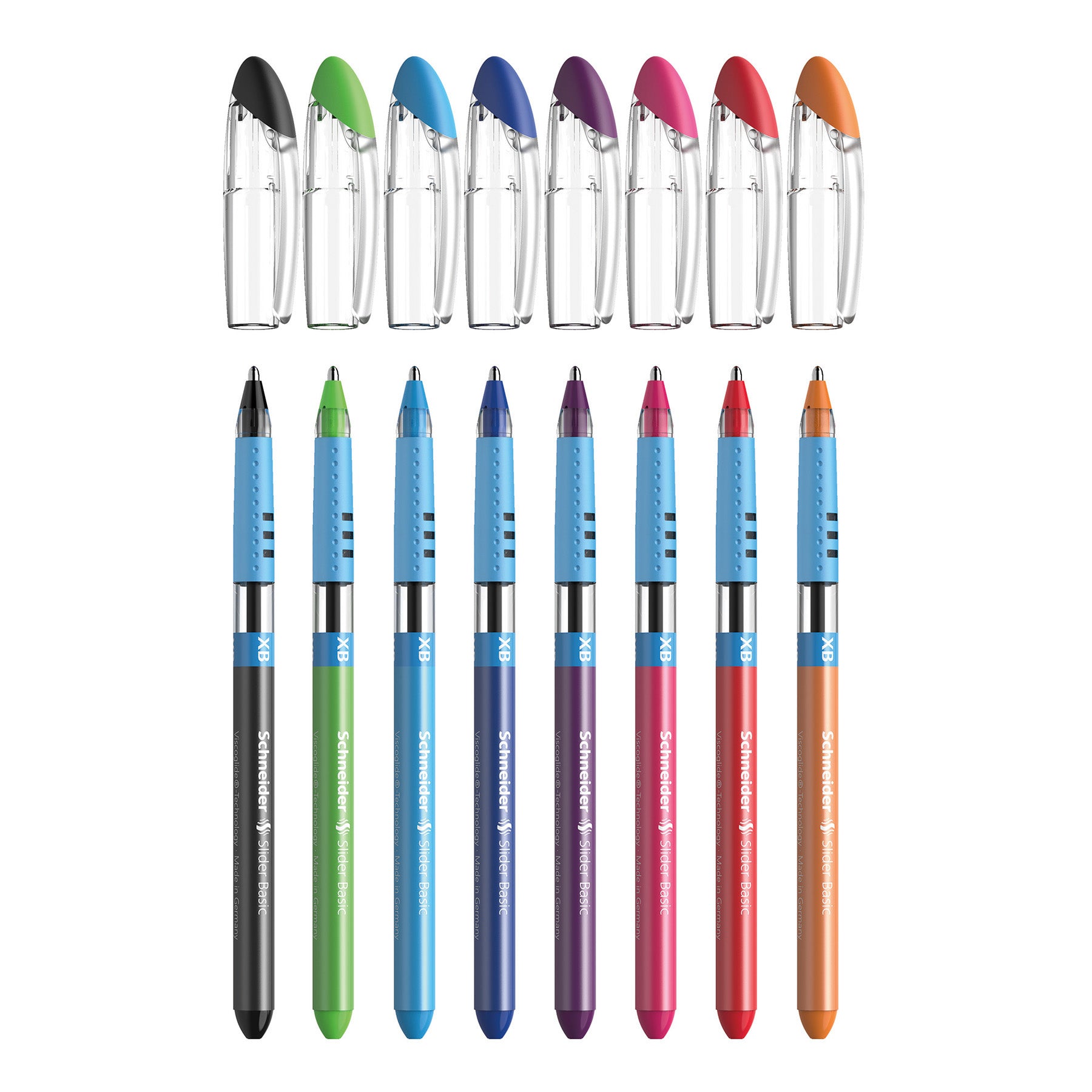 Slider Basic XB Ballpoint Pen, 1.4 mm, 8 Assorted Ink Colors in Reusable Wallet