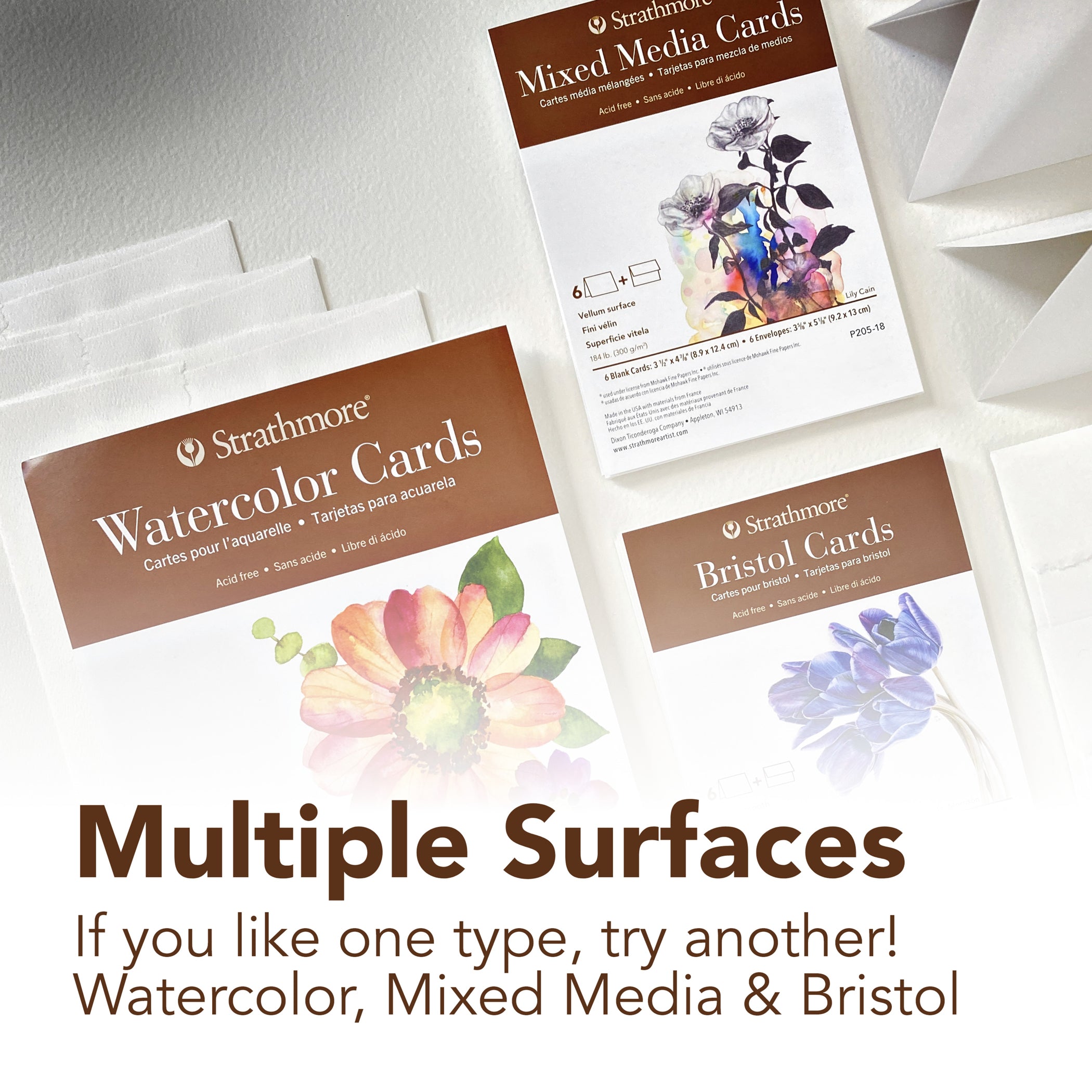 400 Series Watercolor Cards & Envelopes, 5x6.875 inch, 100 Pack