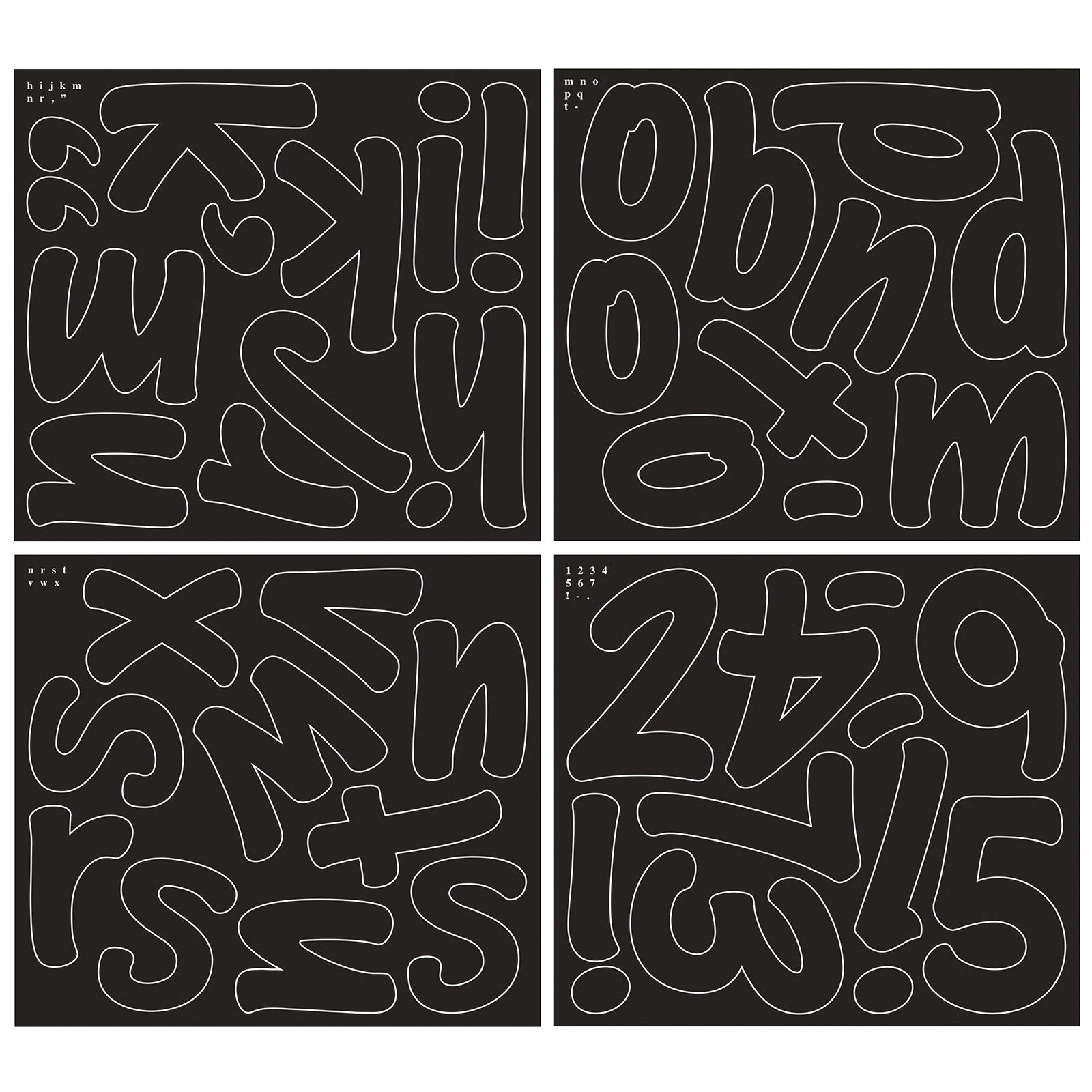 Self-Adhesive Letters, Black, Cheery Font, 4", 154 Characters