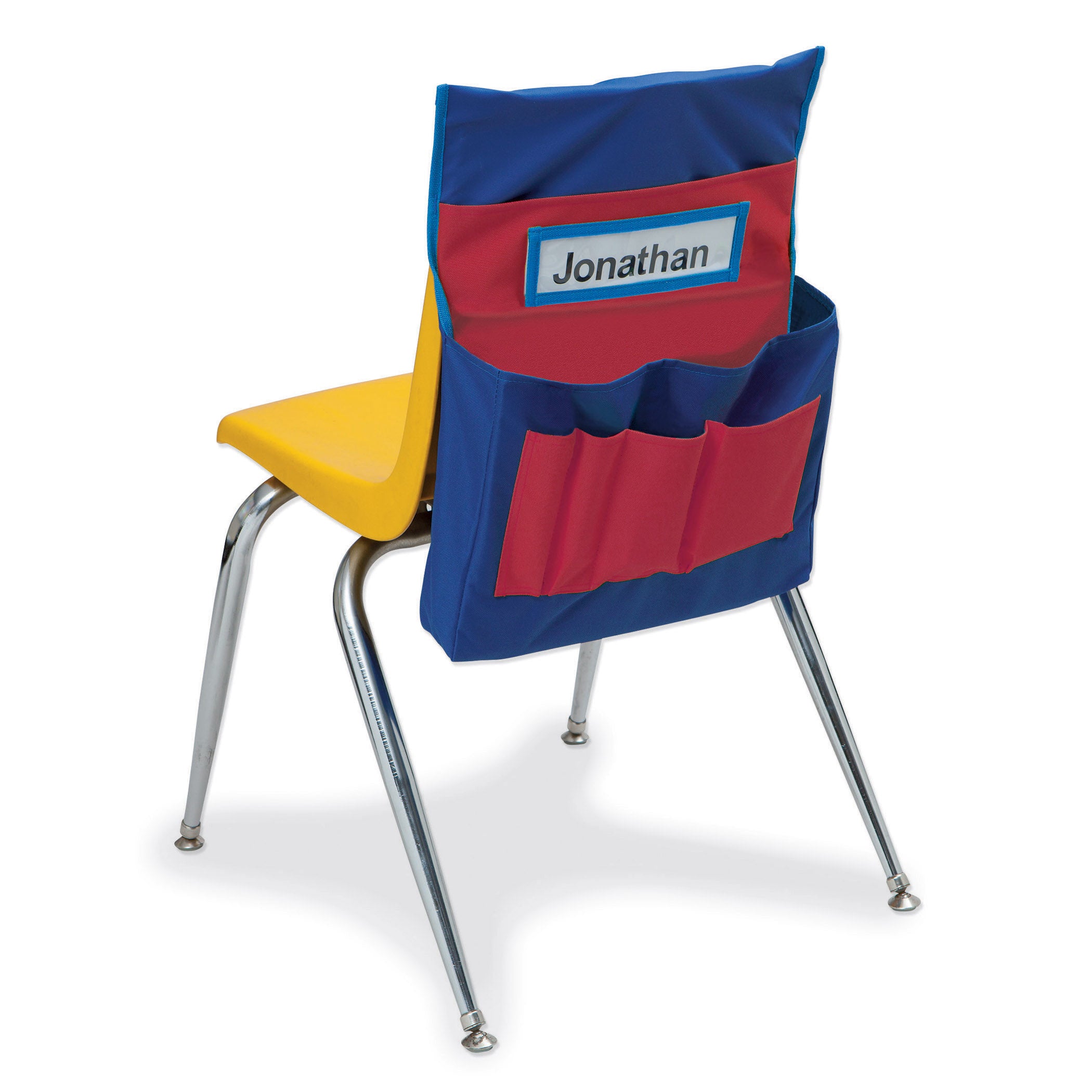 Chair Storage Pocket Chart, Blue & Red, 18-1/2"H x 14-1/2"W x 2-1/2"D, 1 Chart