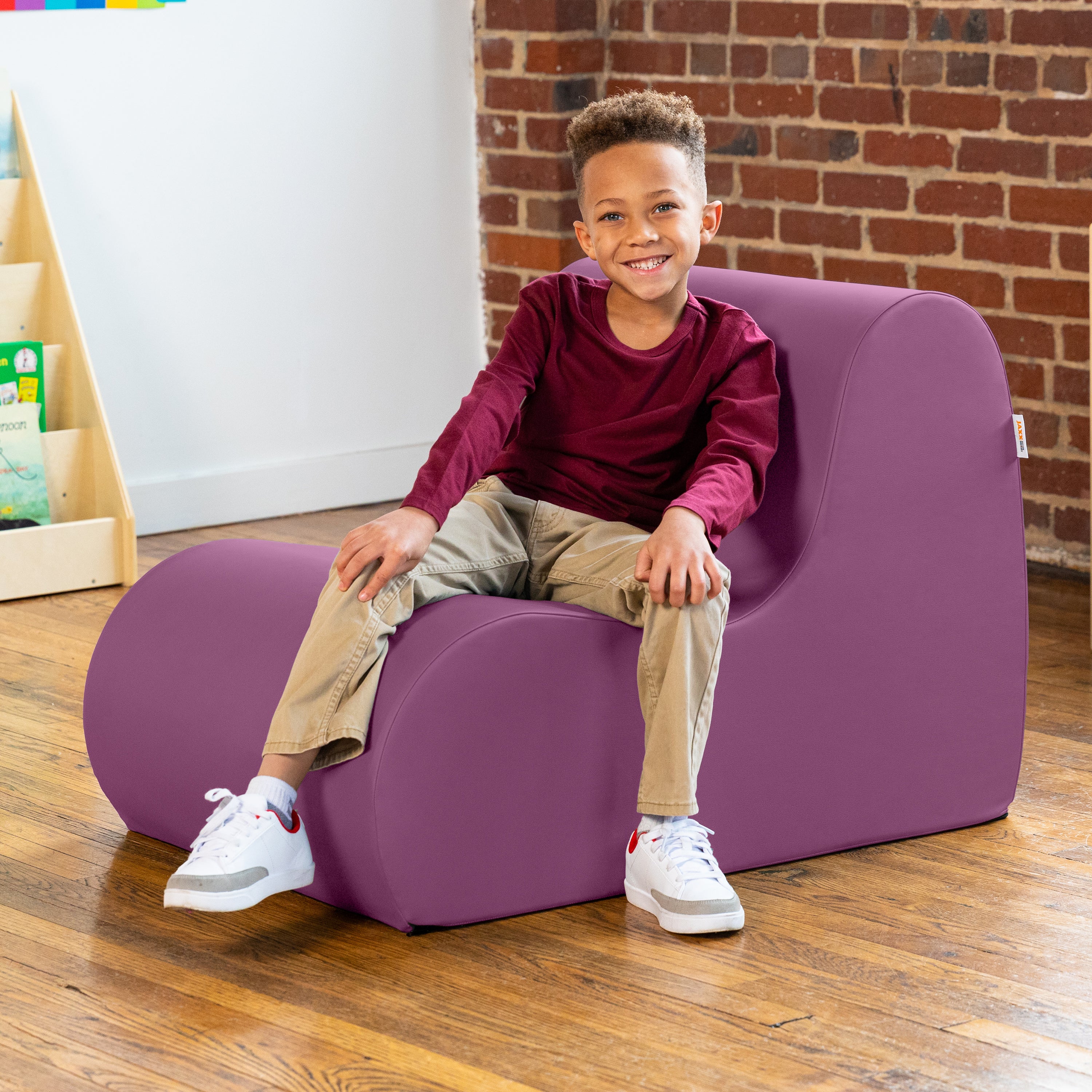 Jaxx Midtown Medium Classroom Soft Foam Chair - Premium Vinyl Cover - Purple