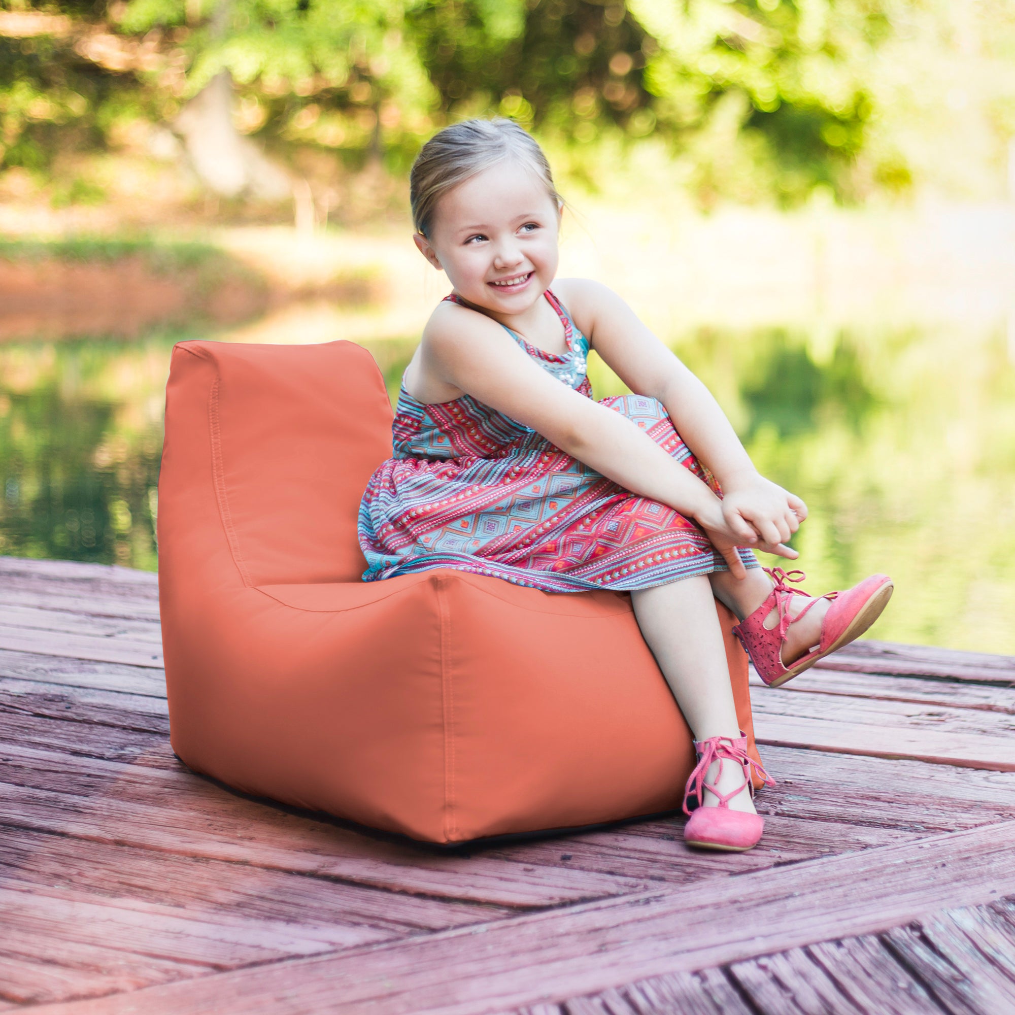 Jaxx Juniper Jr Outdoor Kids Bean Bag Chair / Childrens Garden Chair, Flamingo