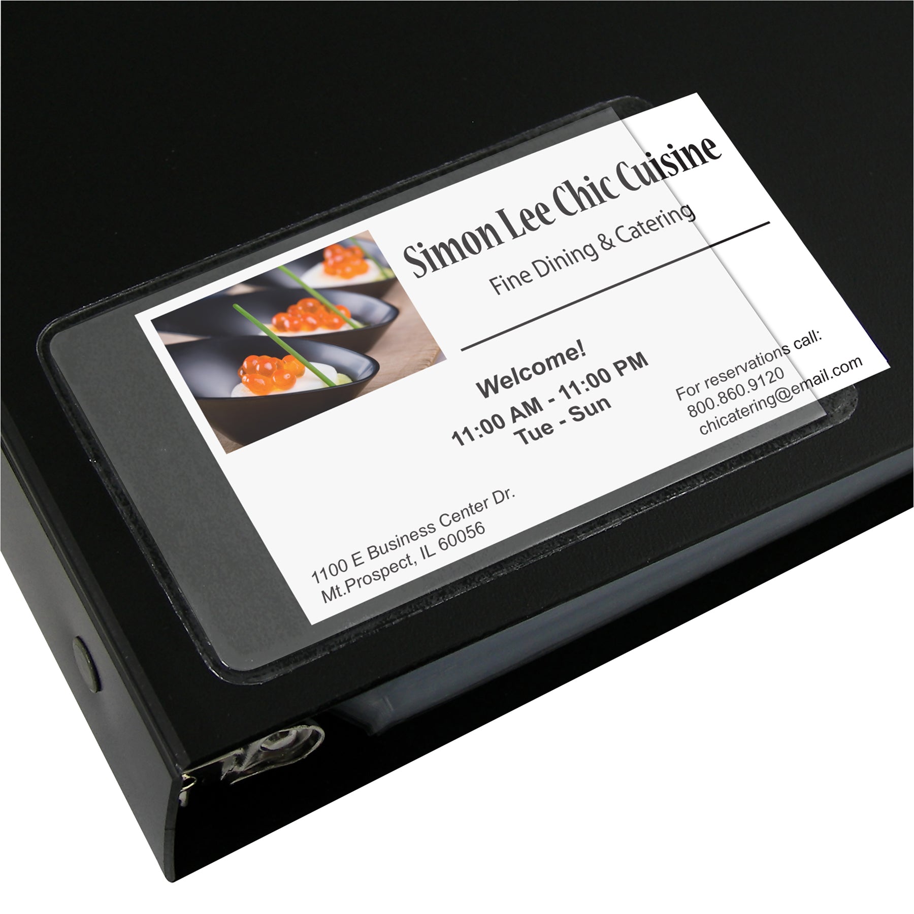 Self-Adhesive Business Card Holder, Side Load, 2" x 3-1/2", Pack of 10