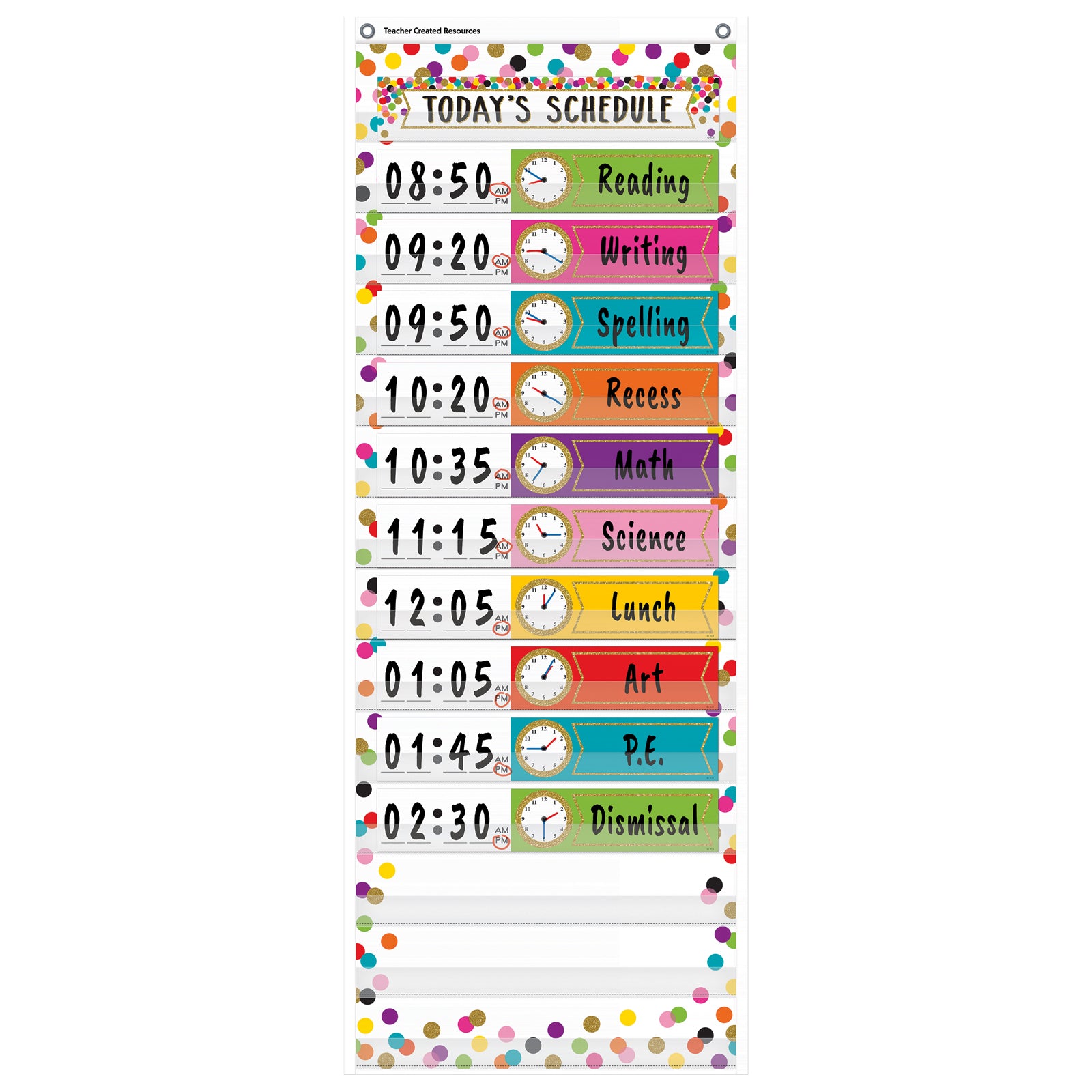 Confetti 14 Pocket Daily Schedule Pocket Chart (13" x 34")