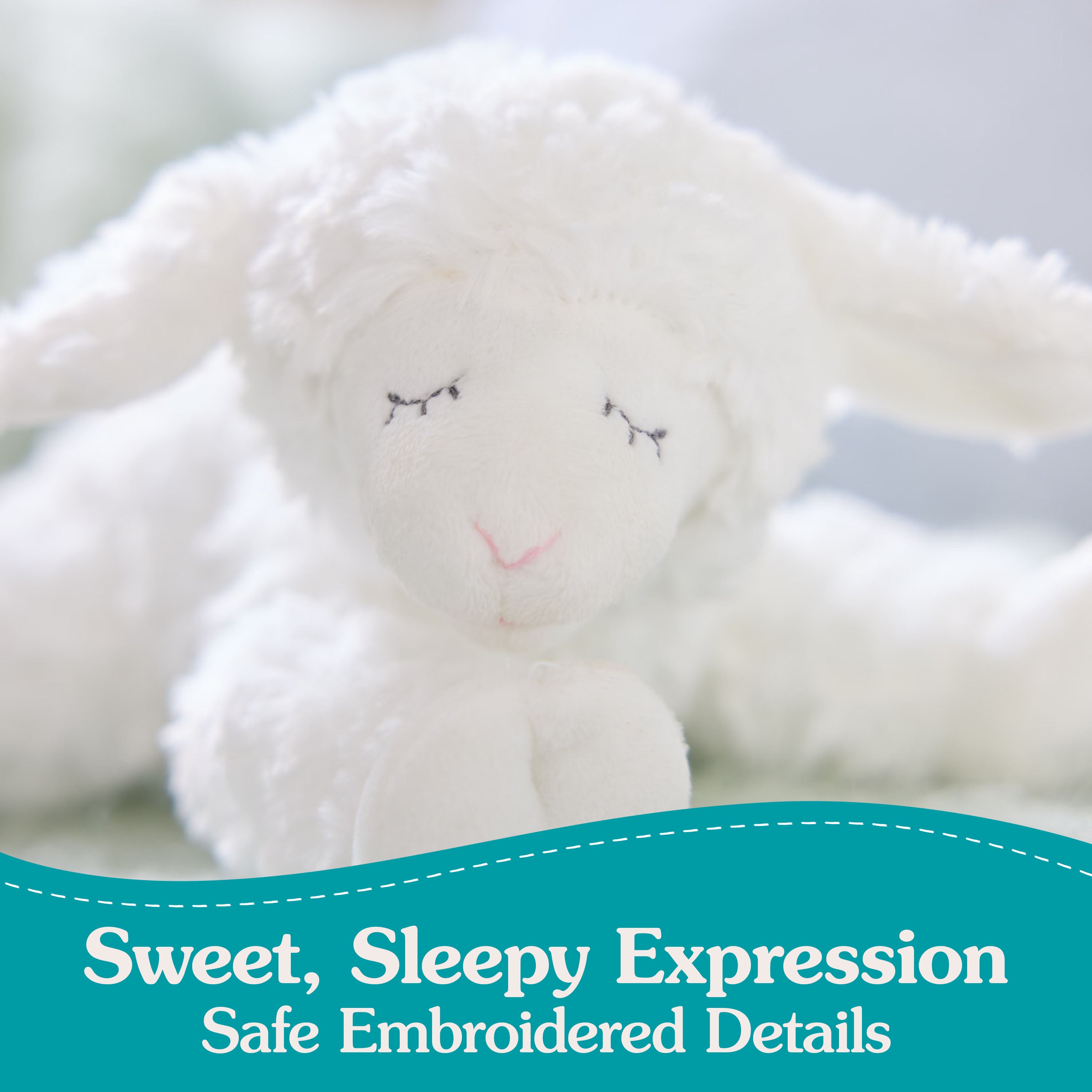 GUND Baby Sustainable Lamb Rattle, Winky Lamb Stuffed Animal, Plush Made from 100% Recycled Materials, Plush Rattle Sensory Toy for Babies, White, 7”