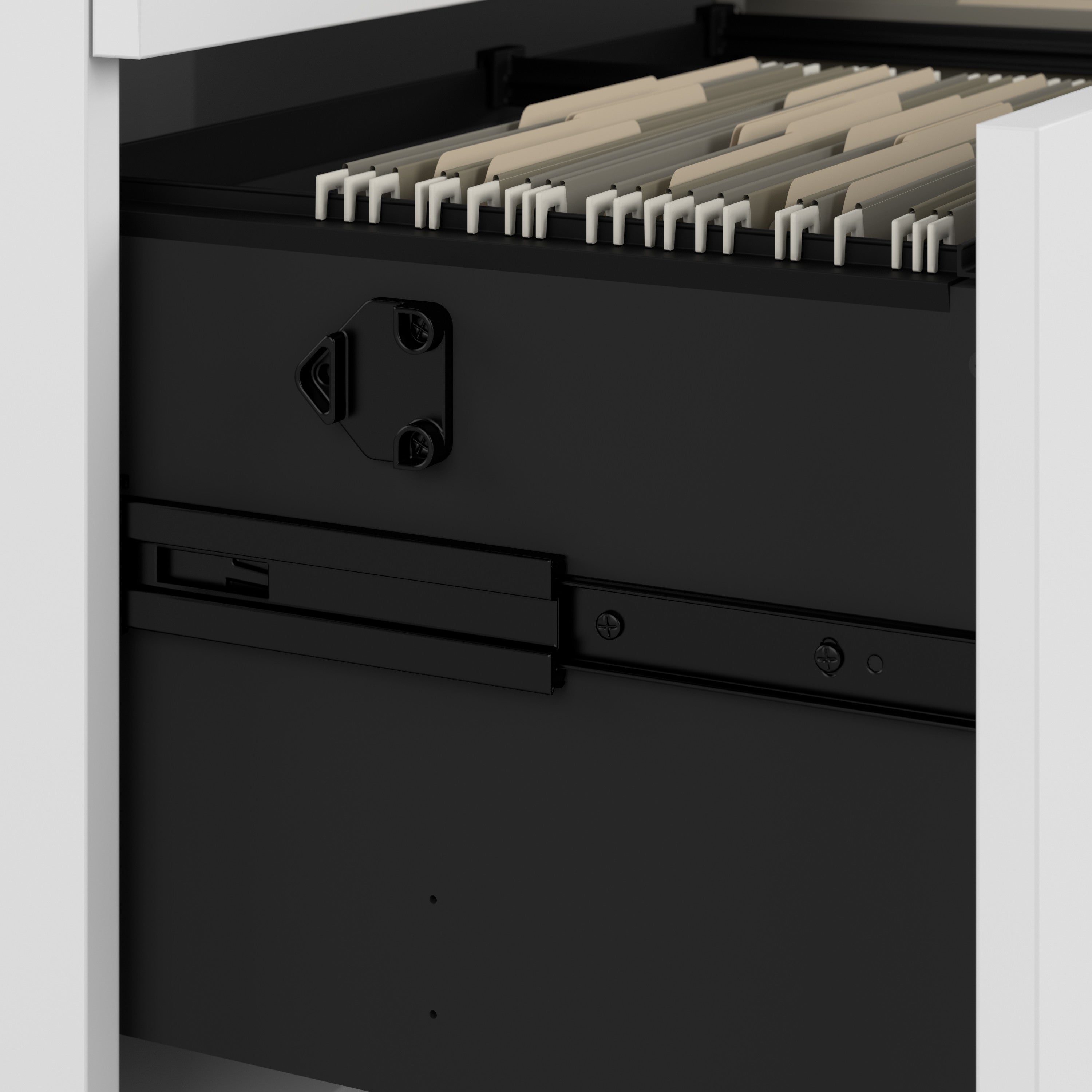 Bush Business Furniture Easy Office 2 Drawer Lateral File Cabinet in Pure White - Assembled - 35.67" Width x 23.35" Depth x 29.84" Height