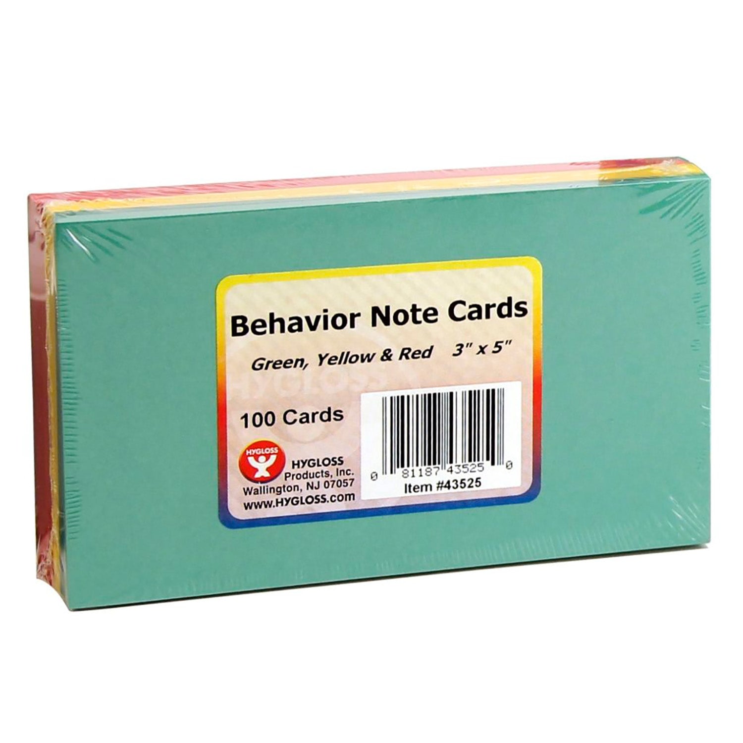 Blank Cards, 3"x5", 100 cards,Green Yellow & Red