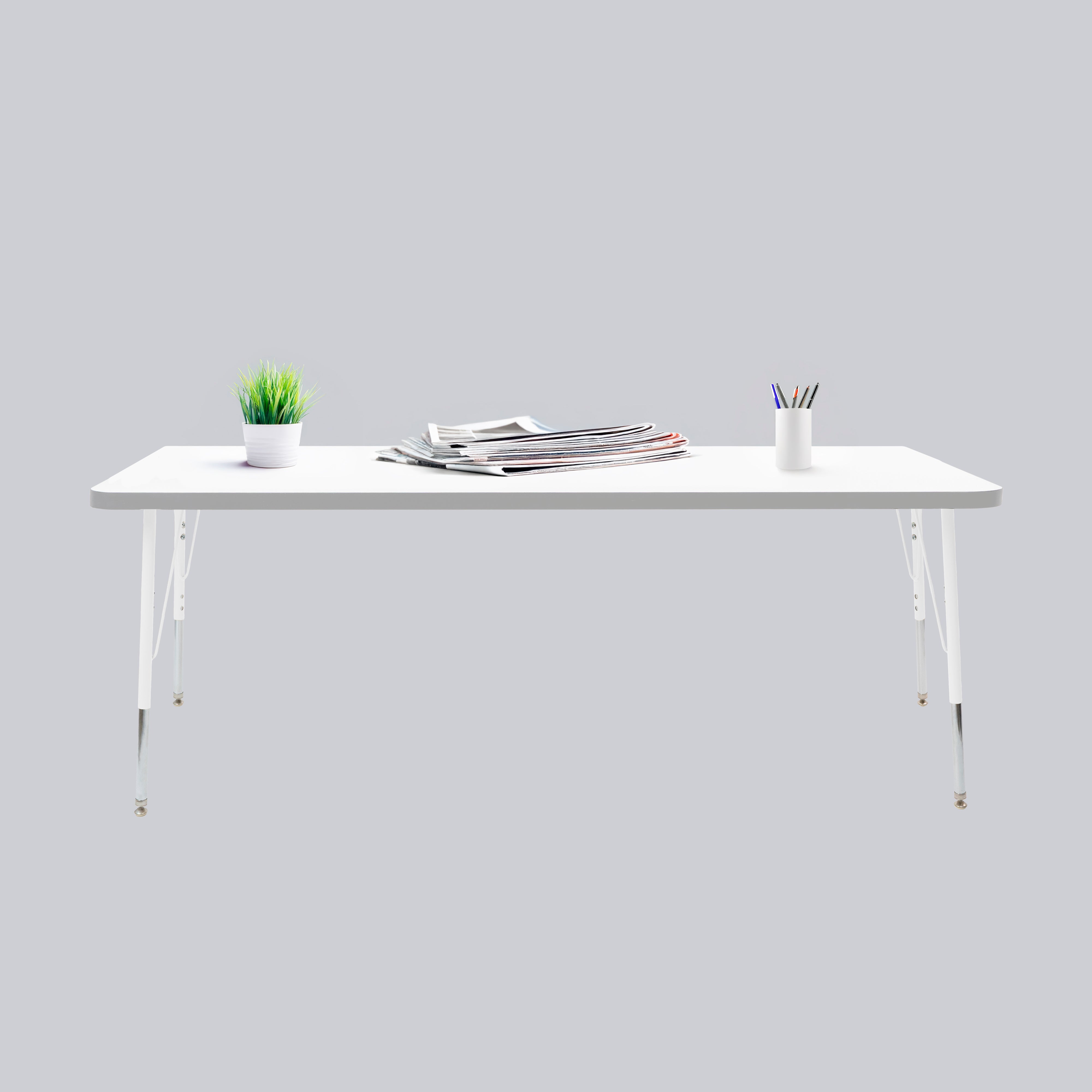 30" x 72" Rectangle Thermofused Activity Table with Adjustable Standard Swivel Glide Legs - White/North Sea/White