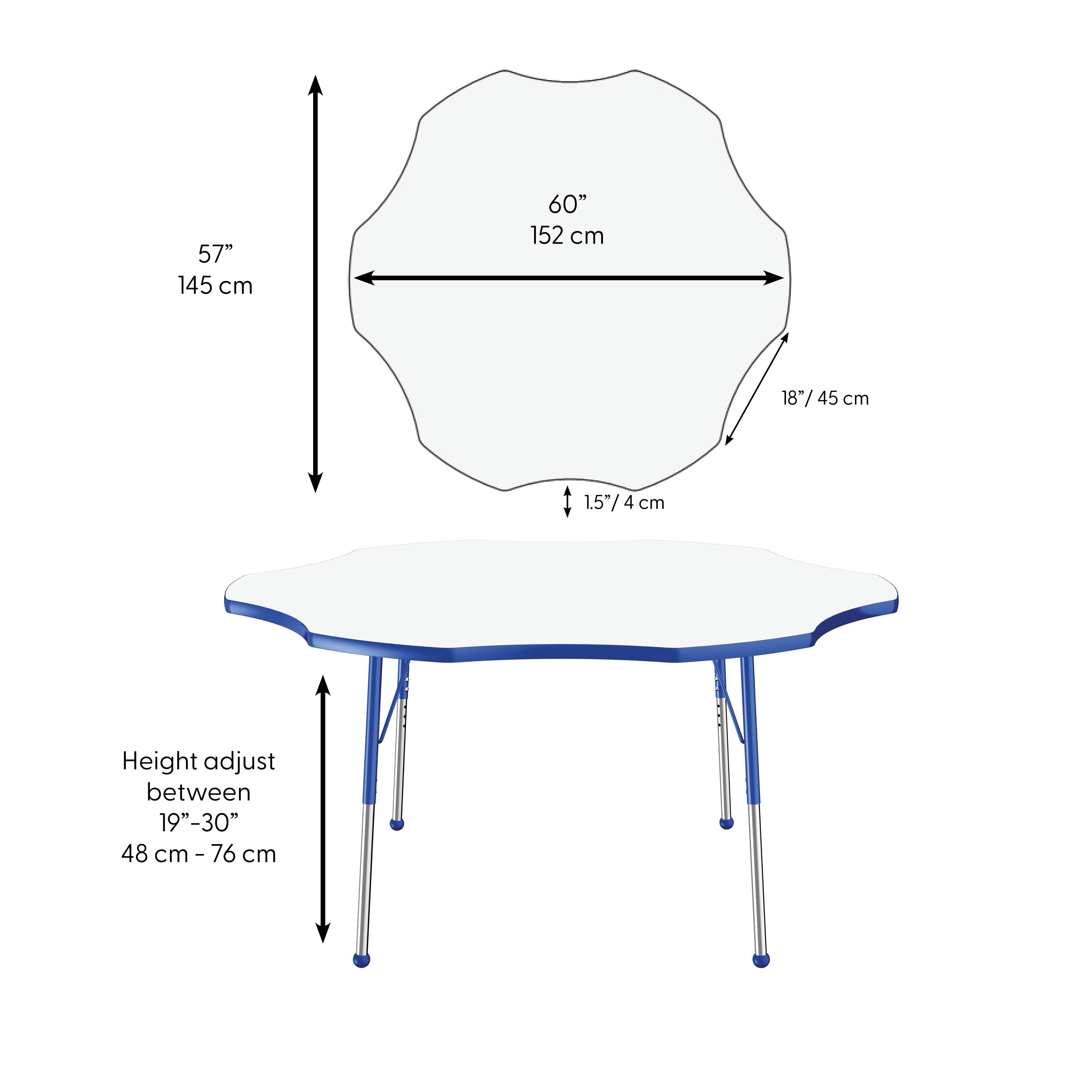 60" x 60" Flower Dry-Erase Activity Table with Adjustable Standard Ball Glide Legs - Whiteboard/Blue