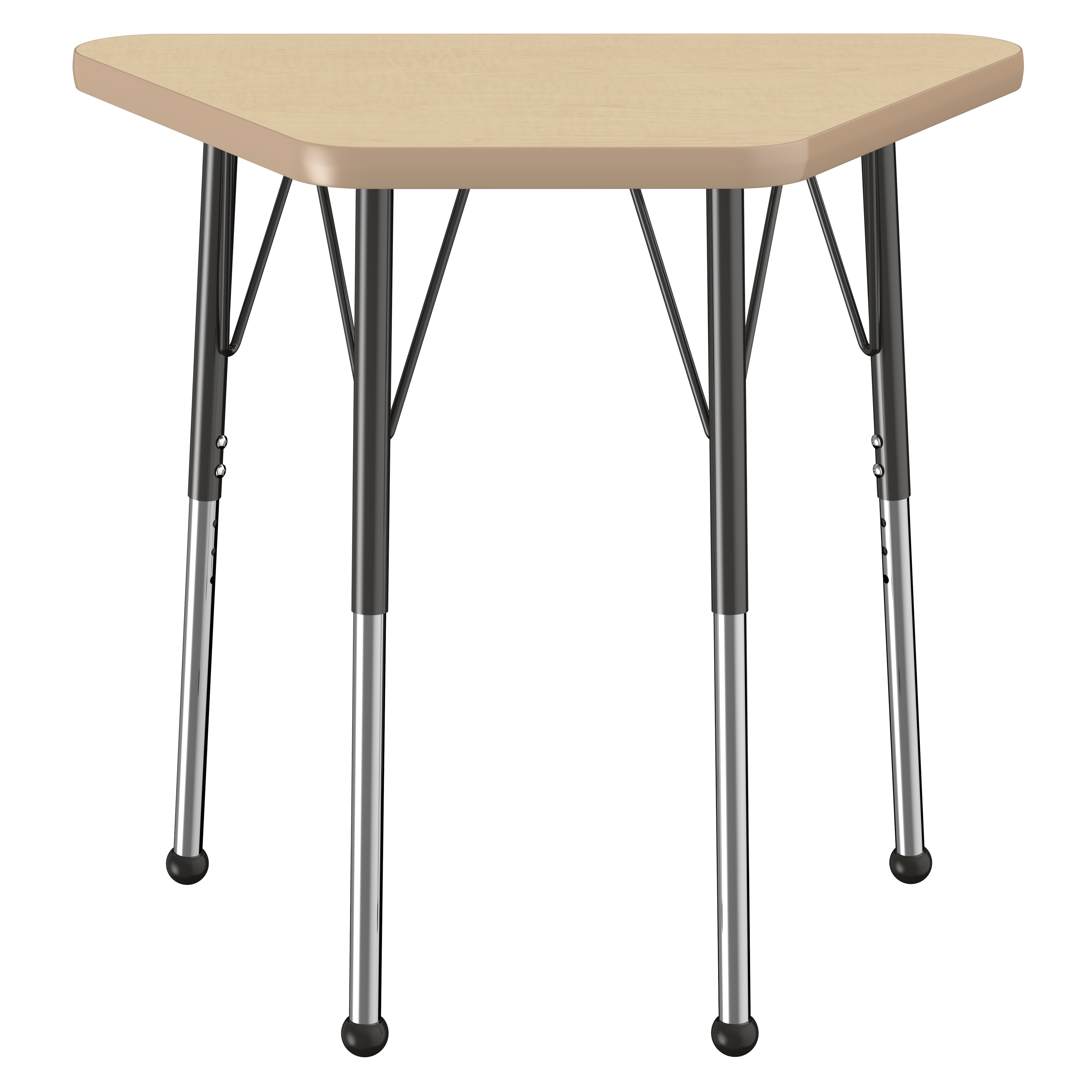 18" x 30" Trapezoid T-Molding Activity Table with Adjustable Standard Ball Glide Legs - Maple/Maple/Black