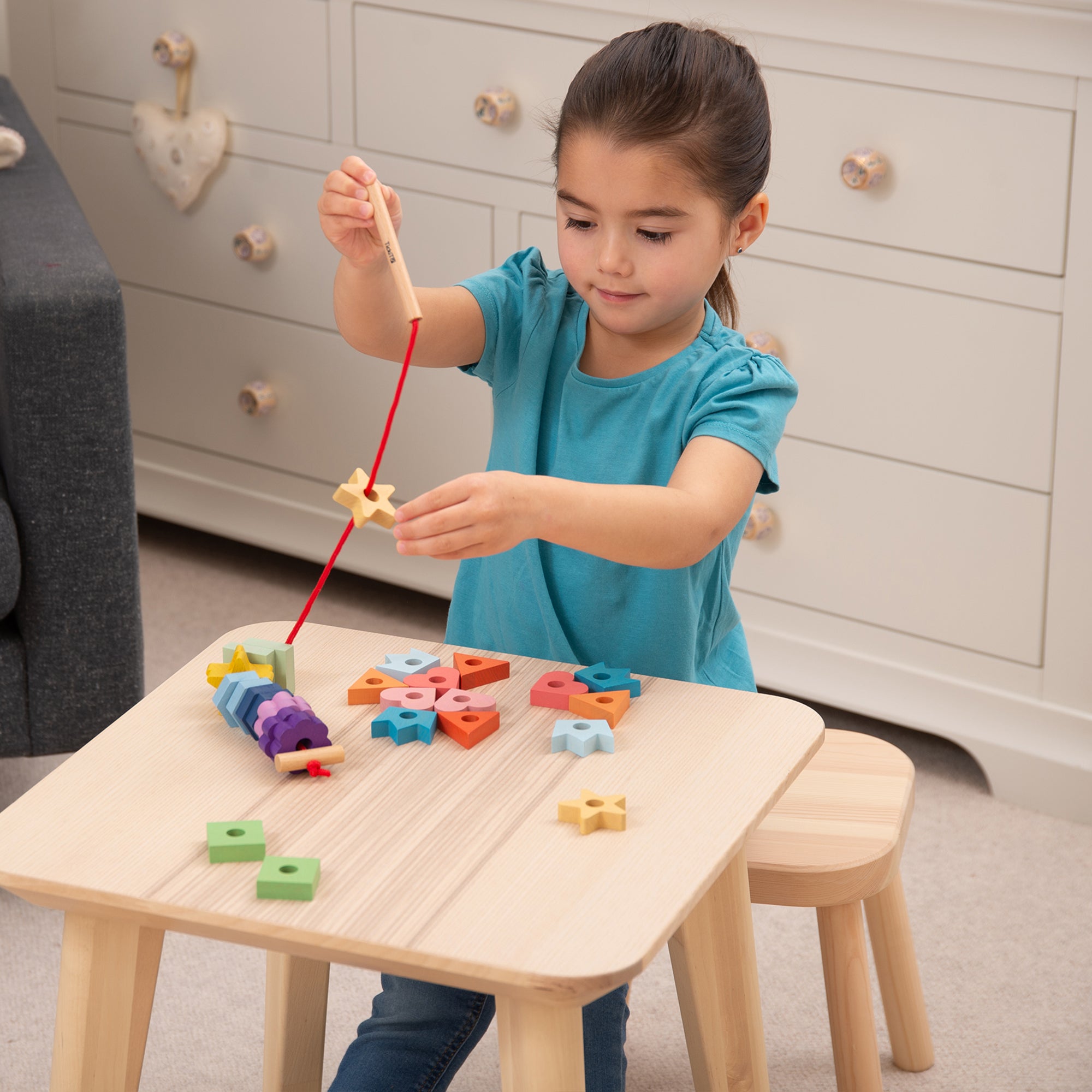 Rainbow Wooden Lacing Shapes