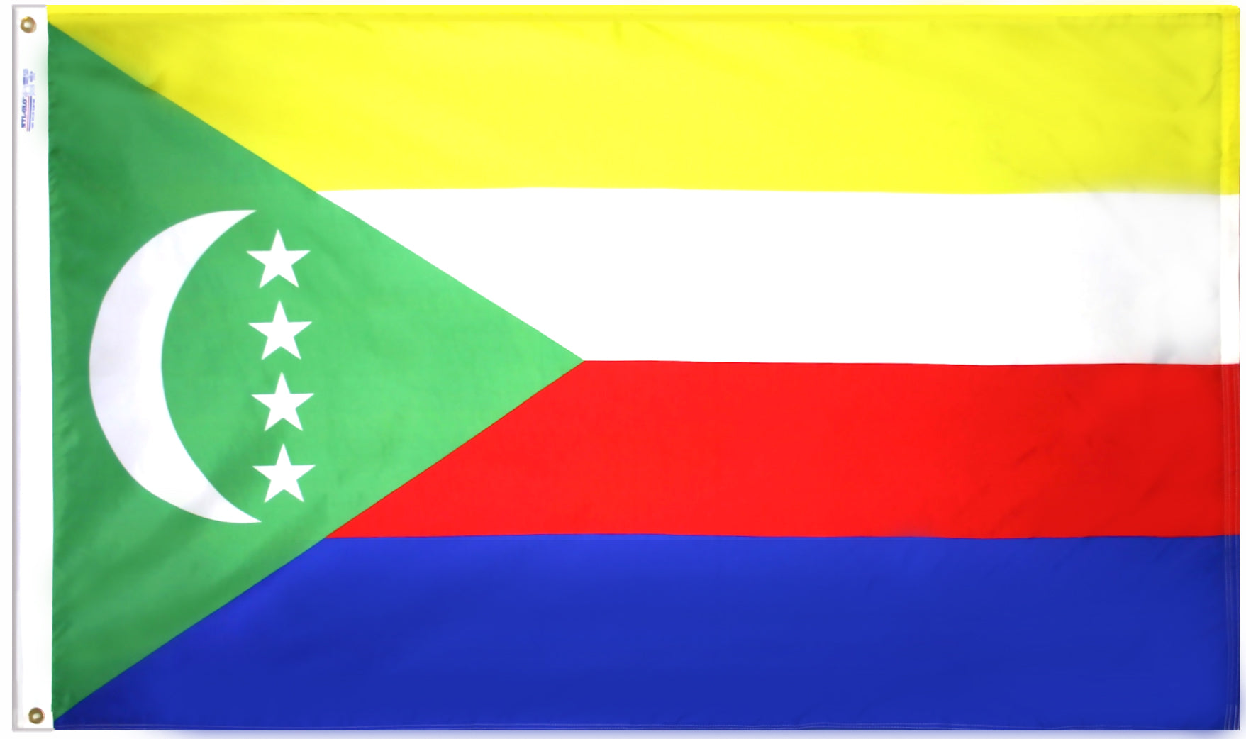 Comoros Flag 4x6 ft. Nylon SolarGuard Nyl-Glo 100% Made in USA to Official United Nations Design Specifications.