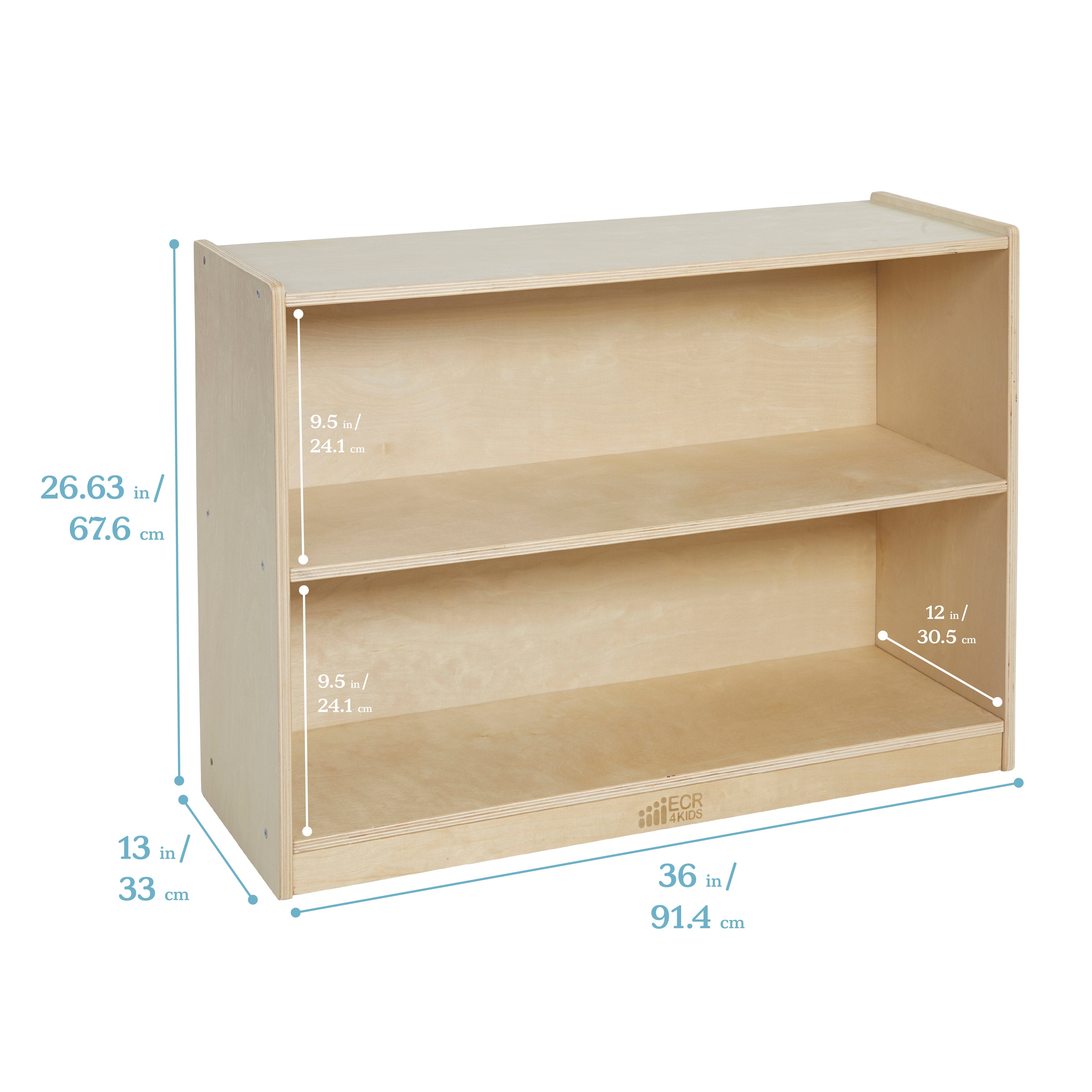 2 Shelf Storage Cabinet with Back - Natural