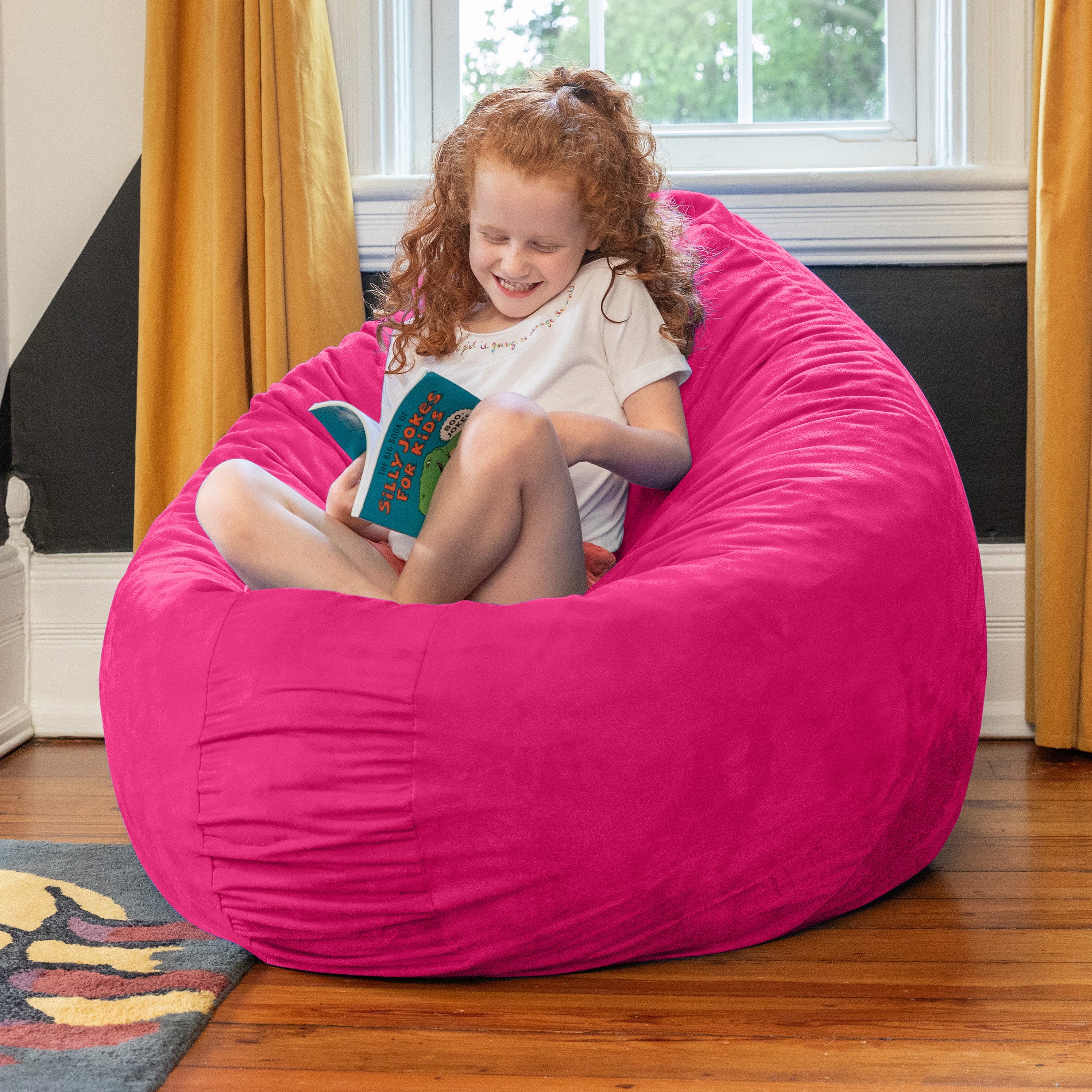 Jaxx Cocoon 4 Foot Bean Bag Chair and Crash Pad, Fuchsia