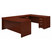 Bush Business Furniture Series C 72W x 36D Bow Front U Shaped Desk with Mobile File Cabinets in Mahogany - 71.1" Width x 107.09" Depth x 29.76" Height