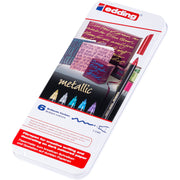 edding 1200 Metallic Colour Pen - Metal Box of 6 - Assorted